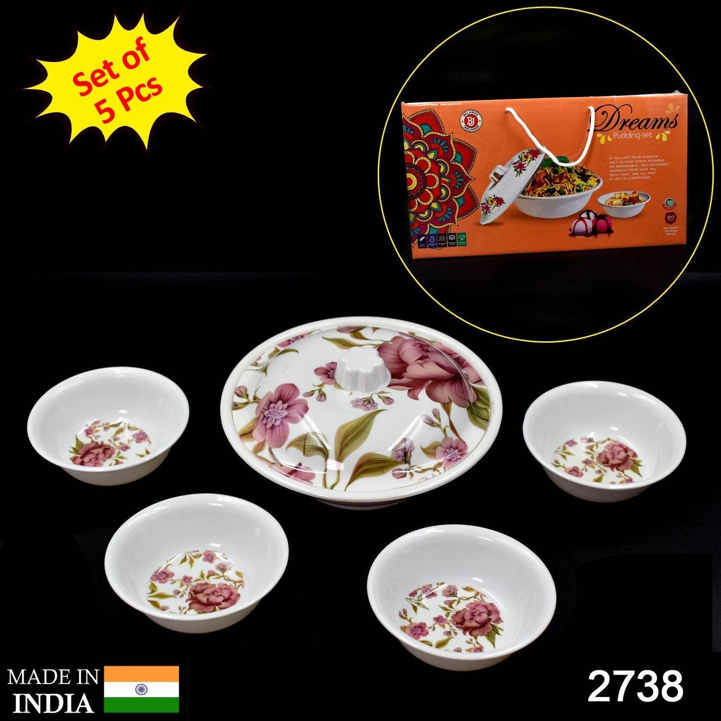 5 Pc Pudding Set used as a cutlery set for serving food purposes and sweet dishes and all in all kinds of household and official places etc. - Gadgetspiremart