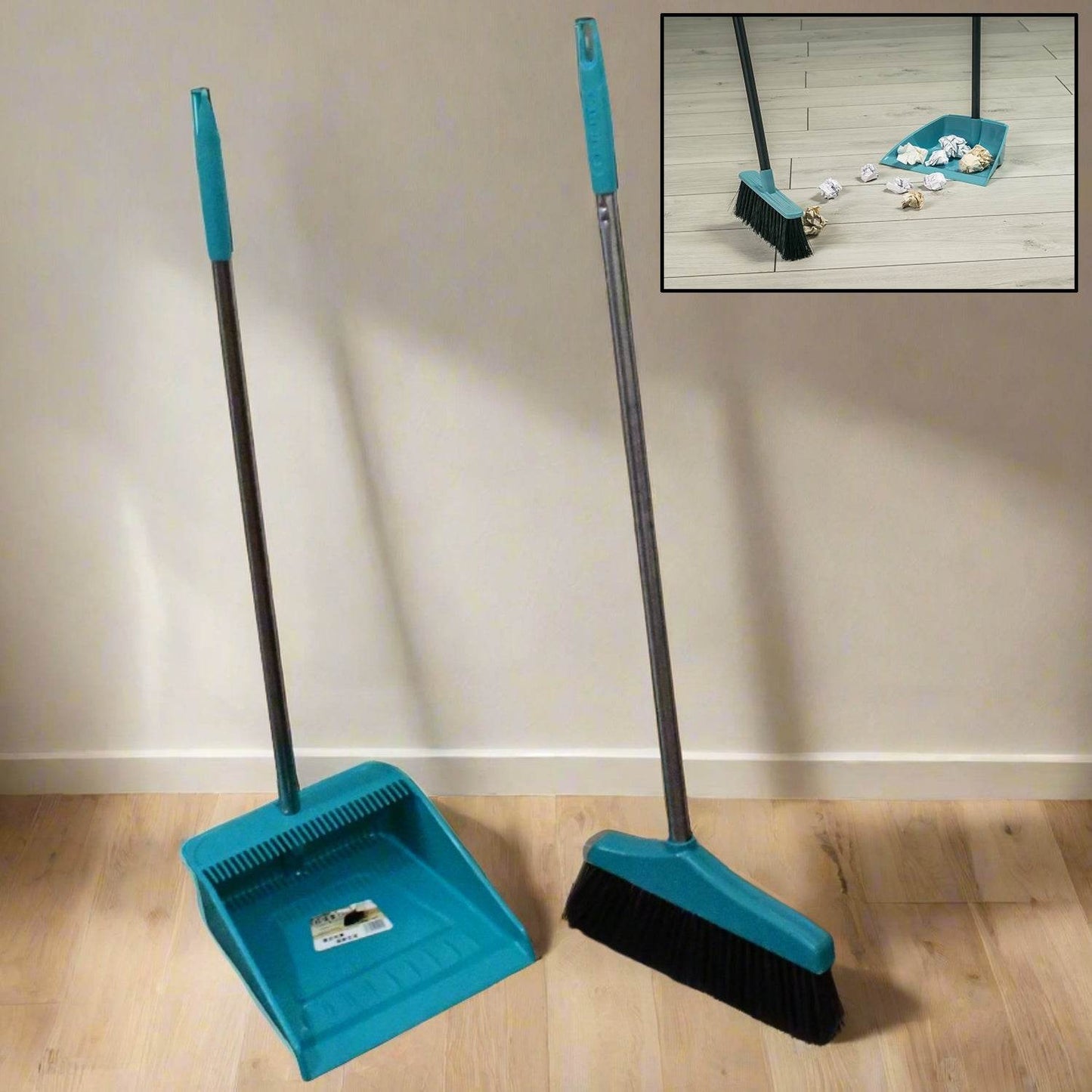 Long Handle Dustpan and Brush 2 Piece Set for Sweeping Cleaning Home Office, Supdi - Gadgetspiremart