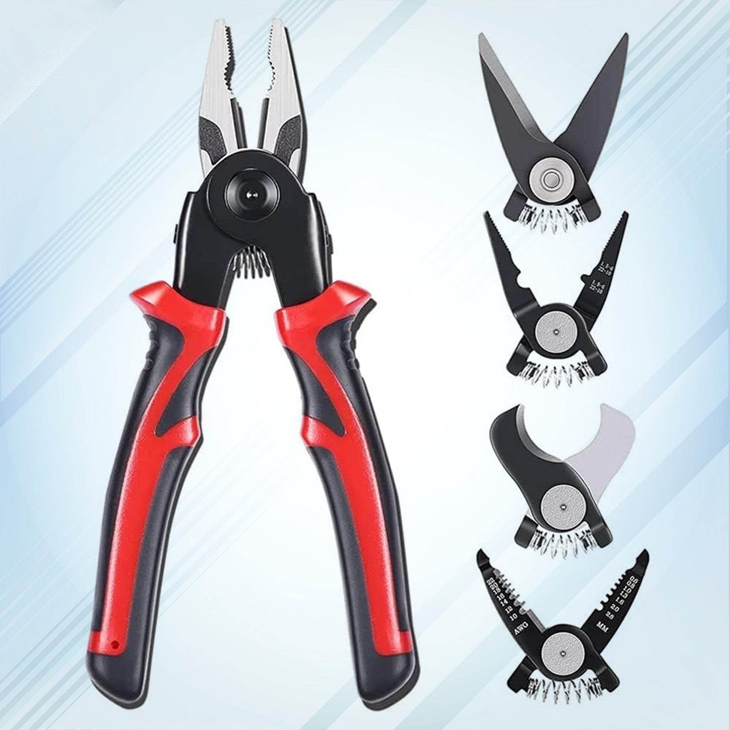 5 in 1 Wire Stripper Pliers Set, Soft Grip, Anti-Slip, Alloy Steel, Cutting, Gripping, Stripping - Gadgetspiremart