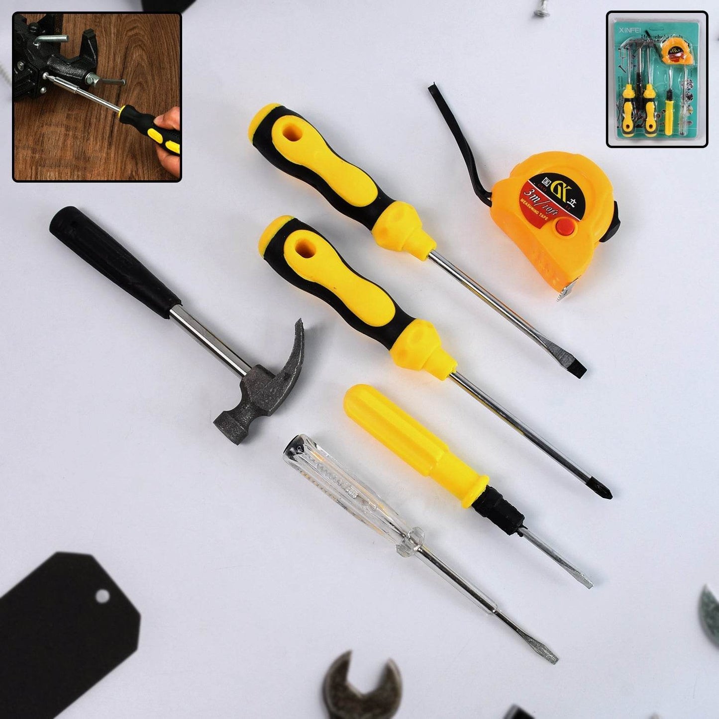 6 in 1 Hand Tool Kit Repair Home Screwdrivers Tool Kit with Tools Including Daily - Gadgetspiremart
