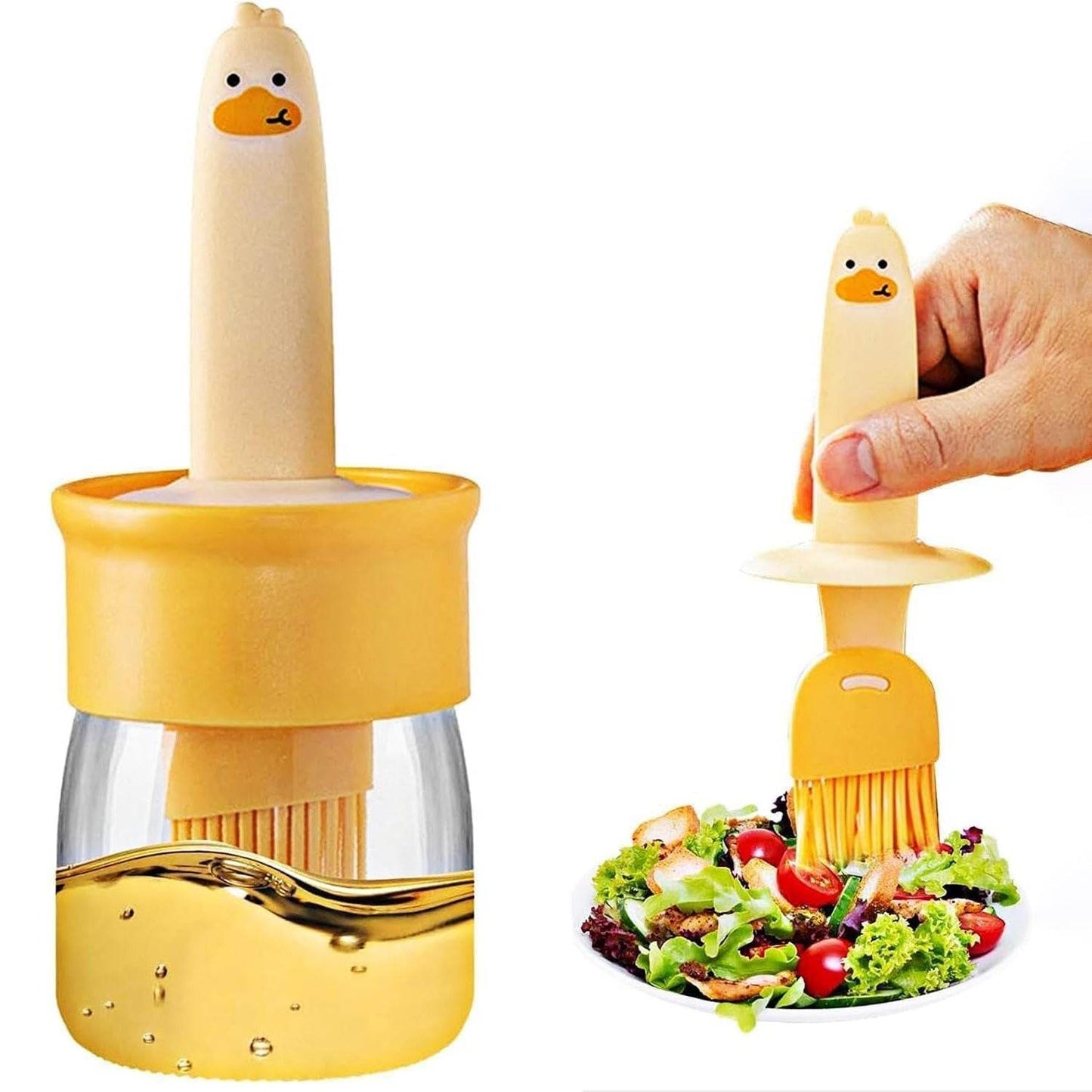 Plastic 2 in 1 Oil Dispenser Bottle with Silicone Basting Brush (1 Set) - Gadgetspiremart