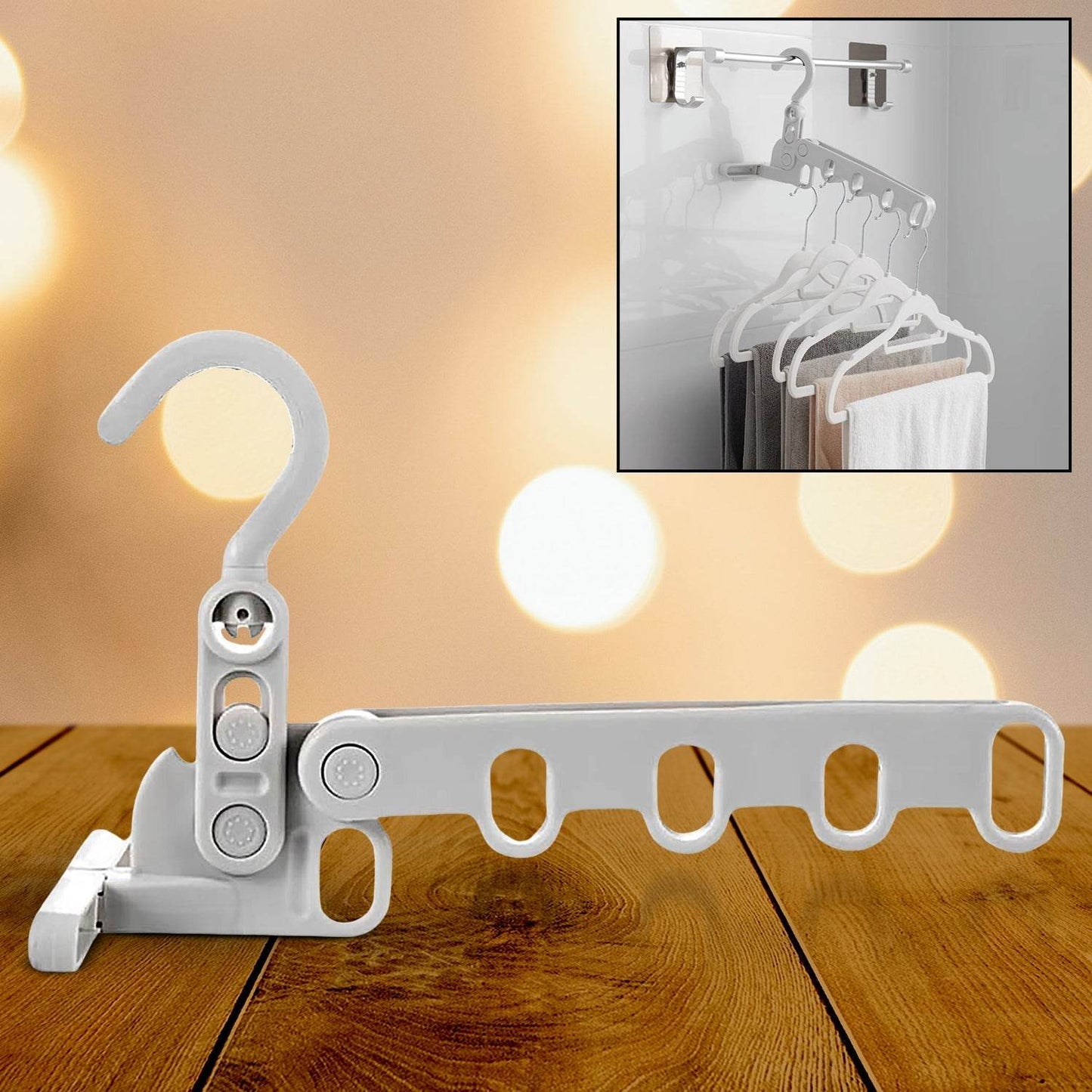 5-Hole Foldable Clothes Hanger – Robust, Space-Saving Travel Rack - Gadgetspiremart