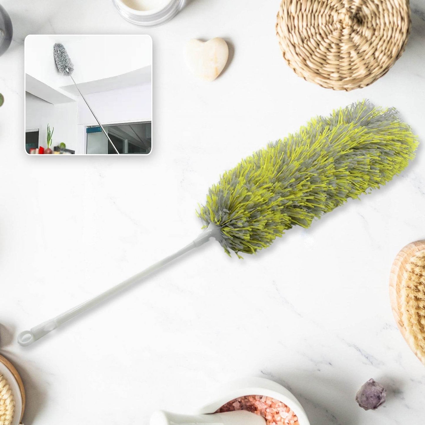 Long Handle Microfiber Duster – Extendable & Washable Cleaning Tool for Home, Car & Office (62cm) - Gadgetspiremart