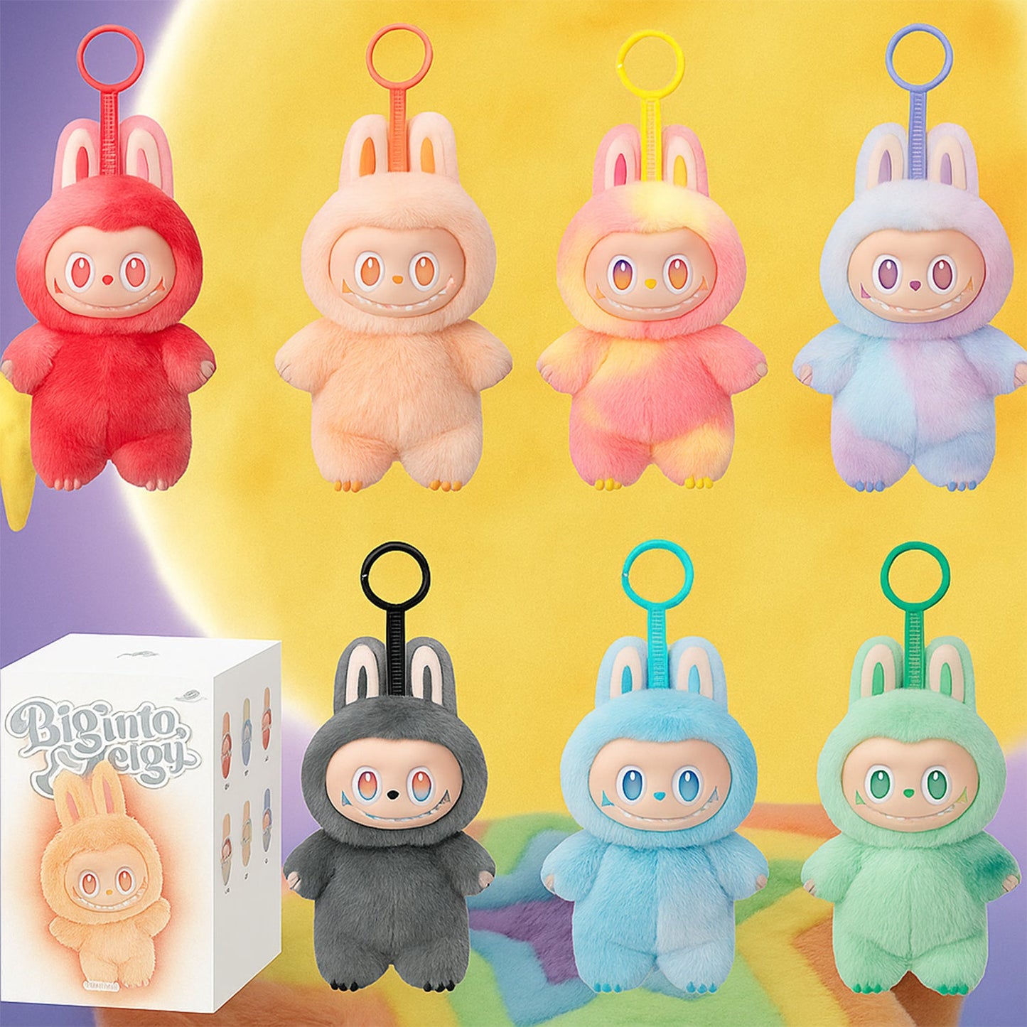 Plush Toy Cartoon Keychain with Hook Assorted Colorful Animal Design Have a Seat Vinyl Plush Blind Box 1 Pc (Mix Design)