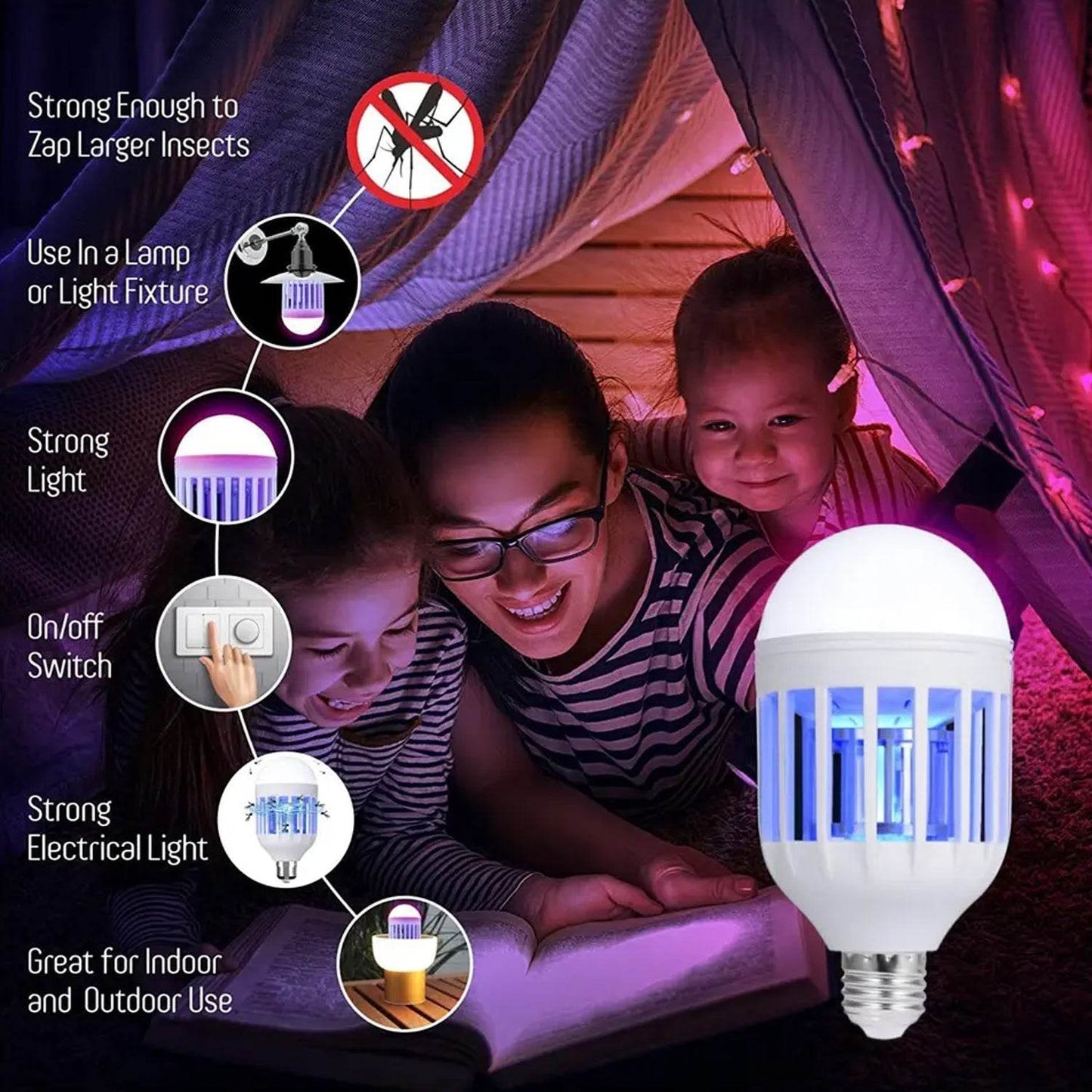 5W Mosquito Killer Lamp E27 LED Zapper for Summer Insects & Moths - Gadgetspiremart