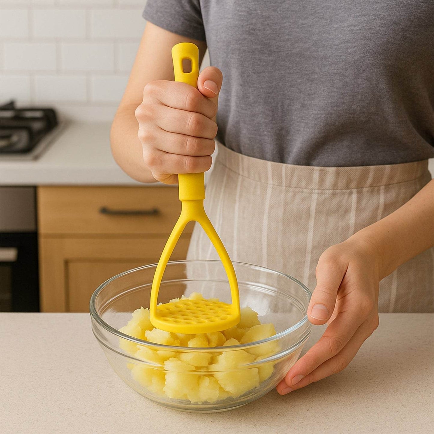 Kitchen Food Masher | Heavy Duty Masher for Fruits, Veggies & Potatoes | Soft Grip Handle (1 Pc) - Gadgetspiremart