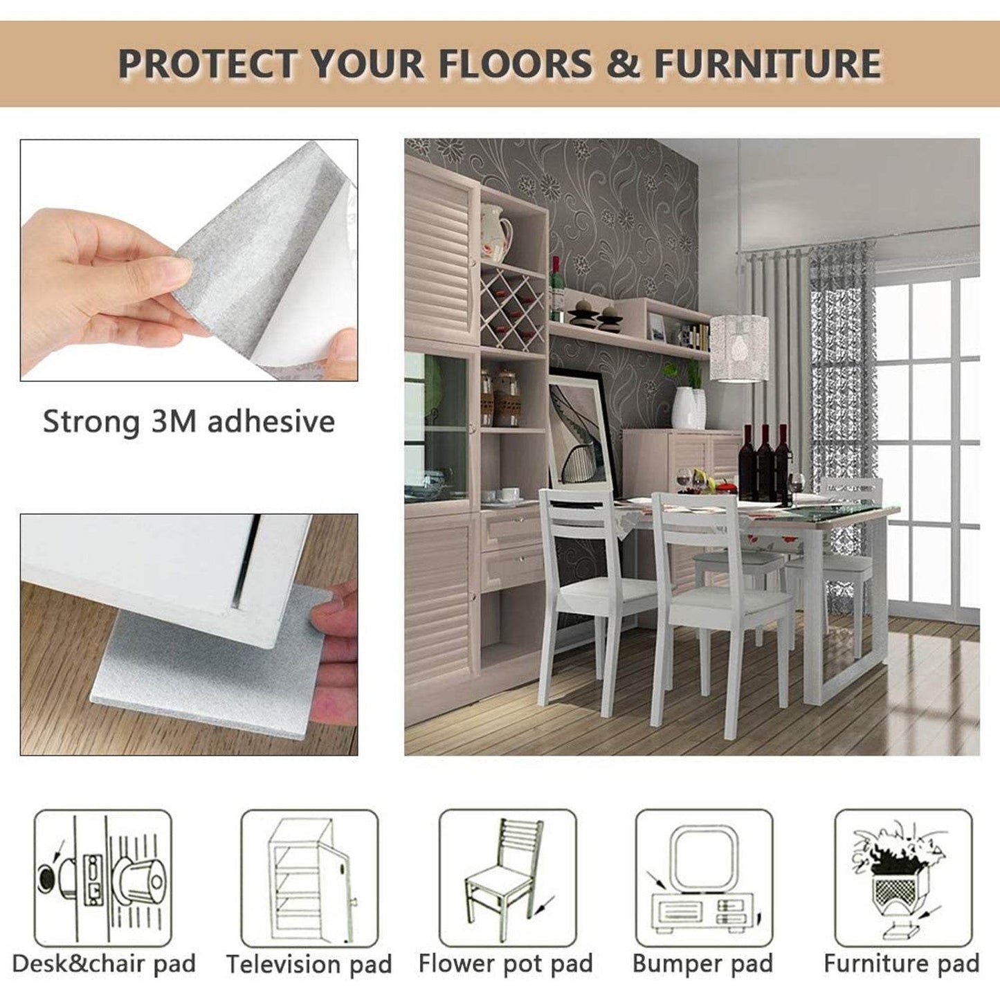 4-Piece Square Felt Furniture Floor Protector Pads - Gadgetspiremart