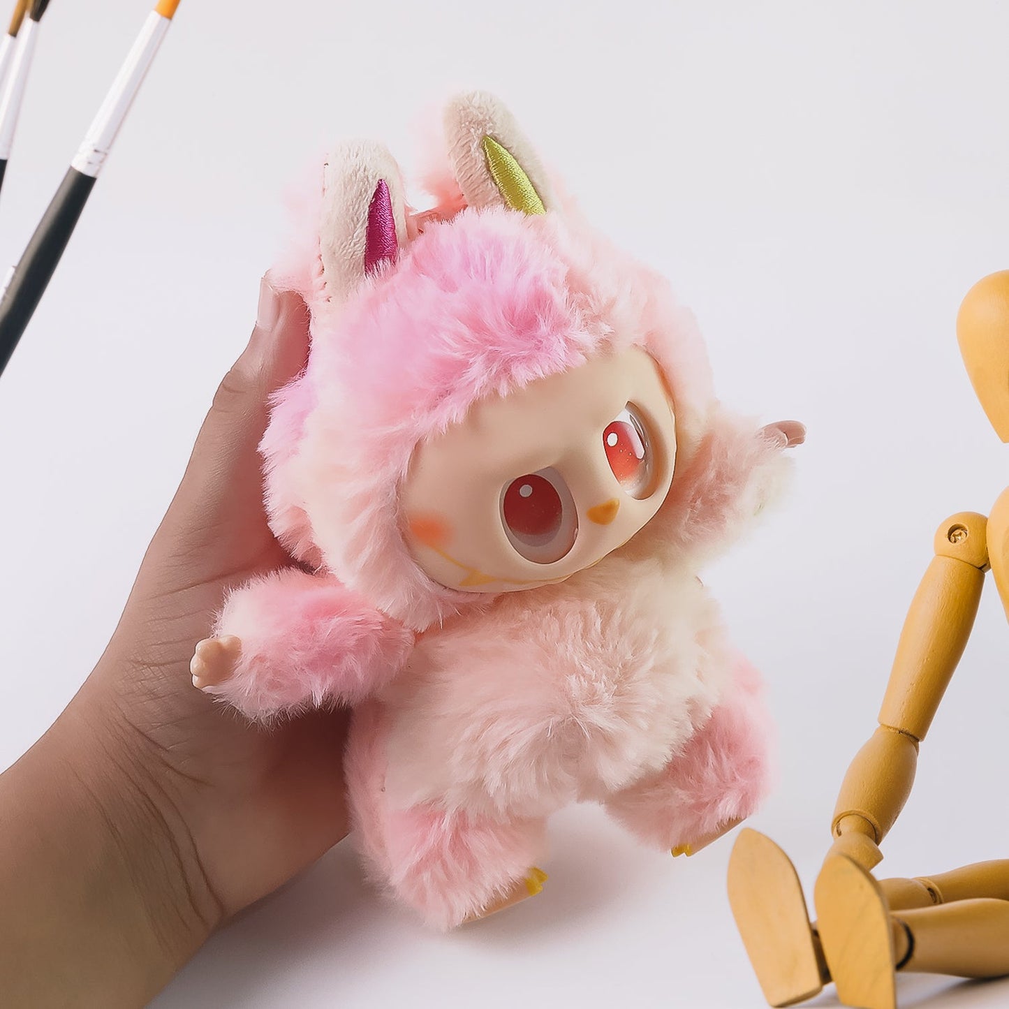 Pink Plush Toy Cartoon Keychain with Hook Colorful Animal Pink Have a Seat Vinyl Plush Blind Box (1 Pc)