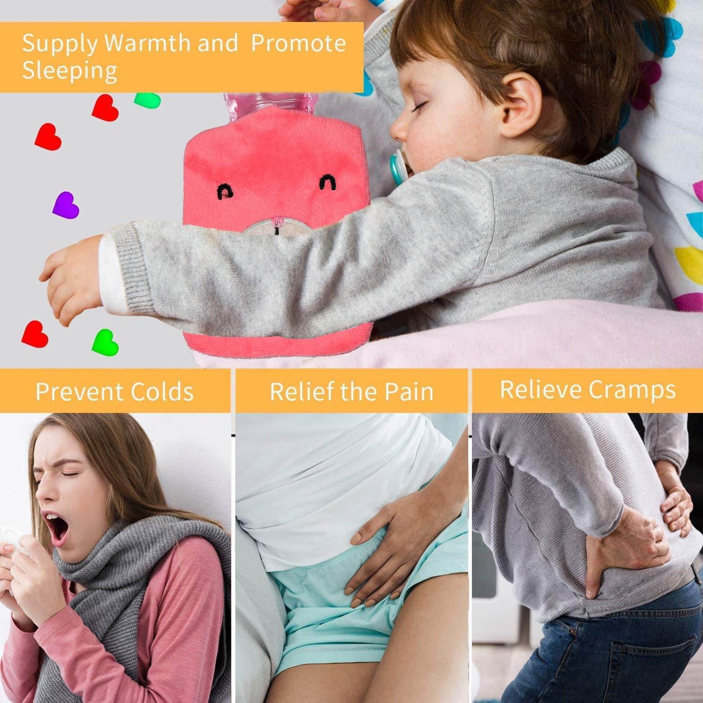 Pink Hot Water Bag with Cover – Relief for Neck, Shoulders & Cramps - Gadgetspiremart