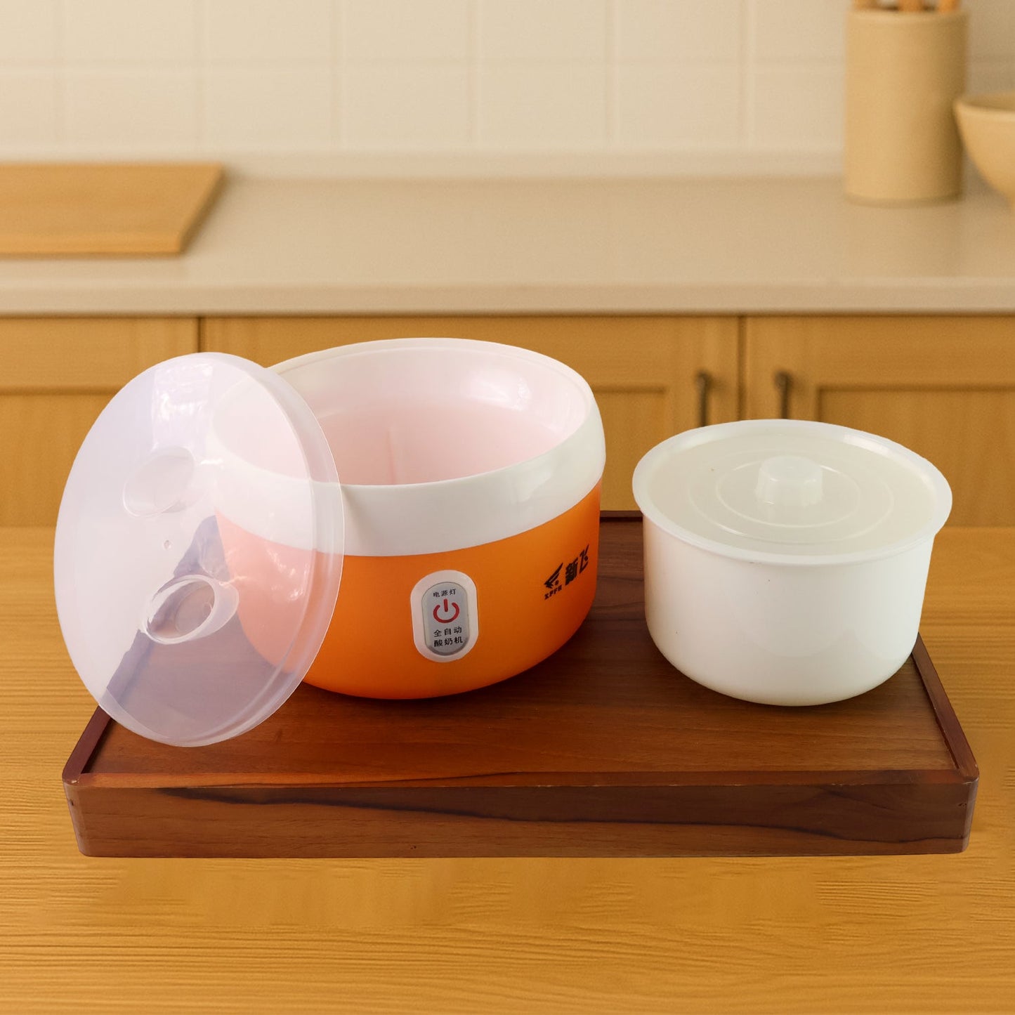 Orange Electronic Yogurt Maker-Automatic 1L Yoghurt Machine for Home Use