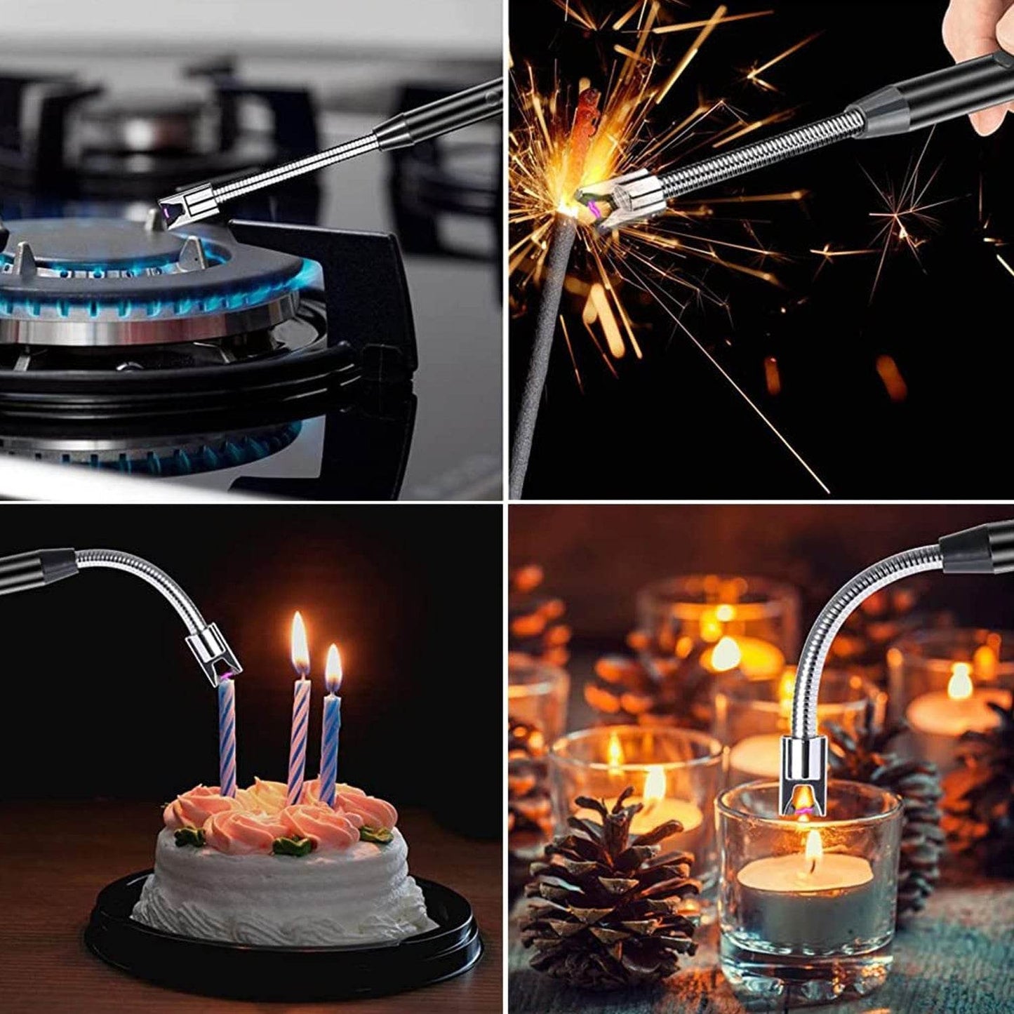 Long Flexible USB Rechargeable Electric Arc Lighter – Windproof, Flameless Plasma - Gadgetspiremart
