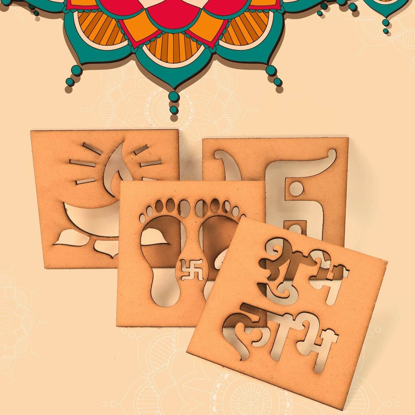 Wooden Decorative Cutouts (Mix Design / 4 Pc) - Gadgetspiremart