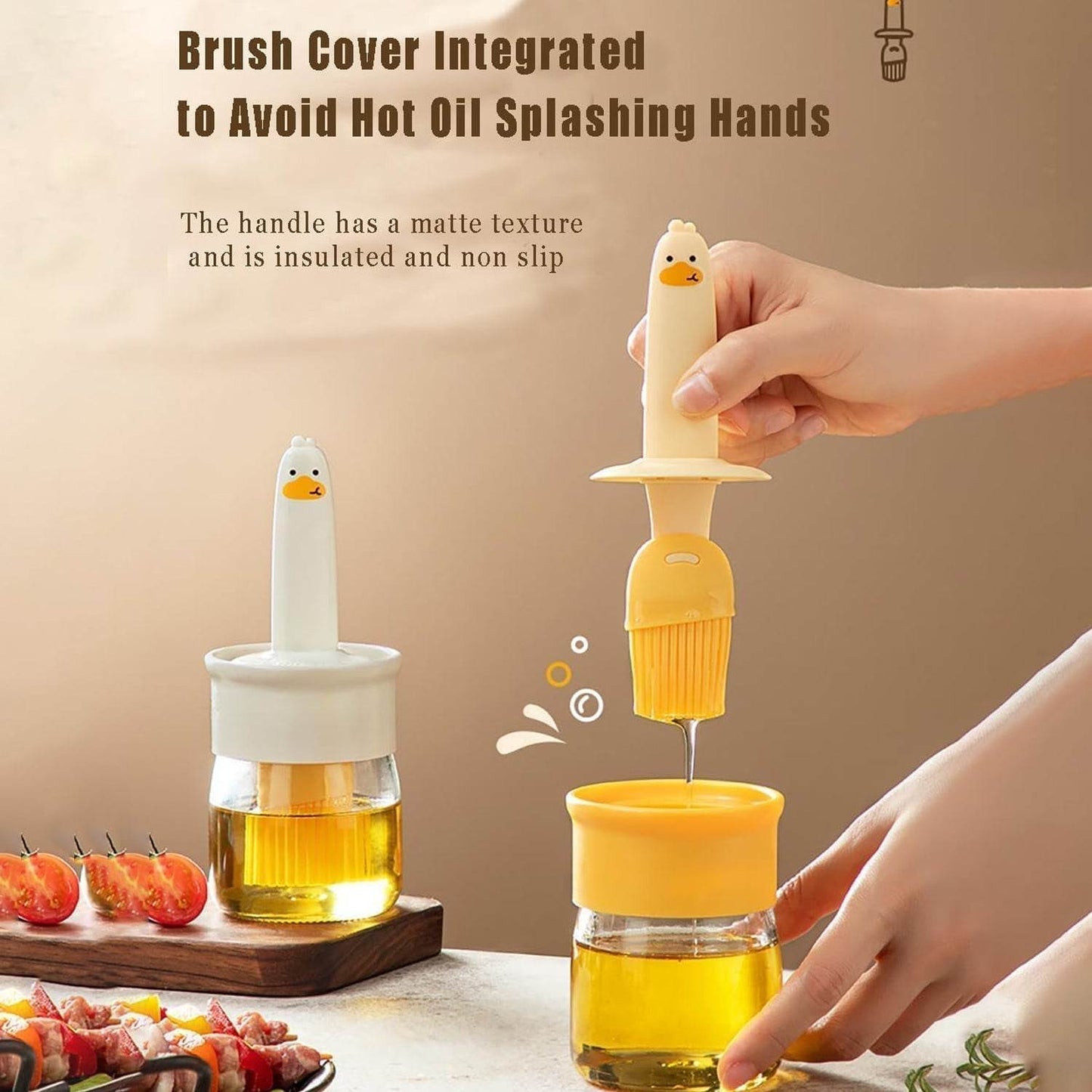 Plastic 2 in 1 Oil Dispenser Bottle with Silicone Basting Brush (1 Set) - Gadgetspiremart