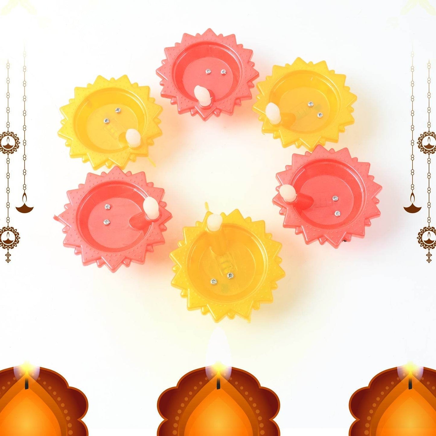 Water Sensor LED Diya Set (6 Pc) - Gadgetspiremart