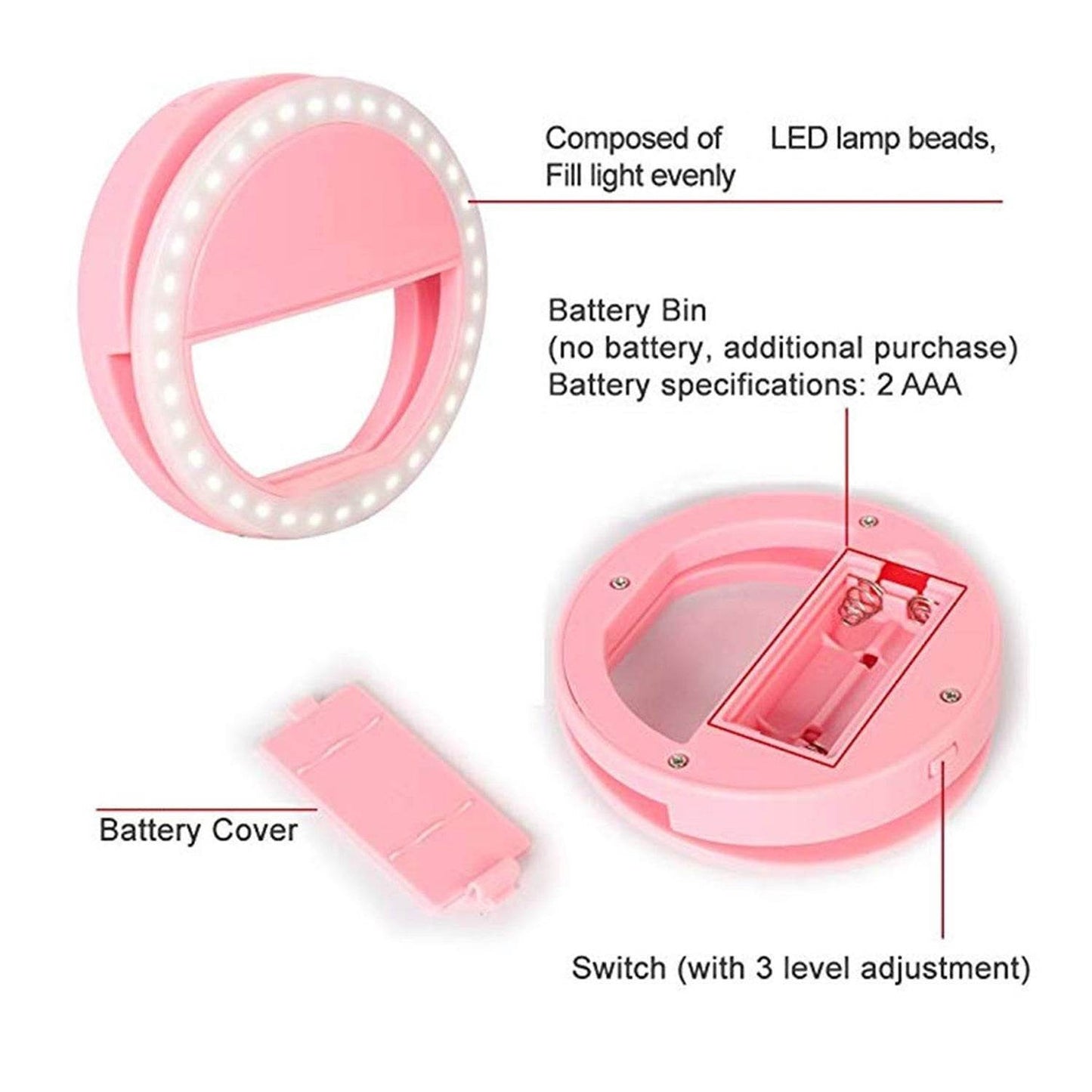 Phone Selfie Ring Light – Battery Operated Clip-On Light for Smartphone Photography (Battery Not Included) - Gadgetspiremart