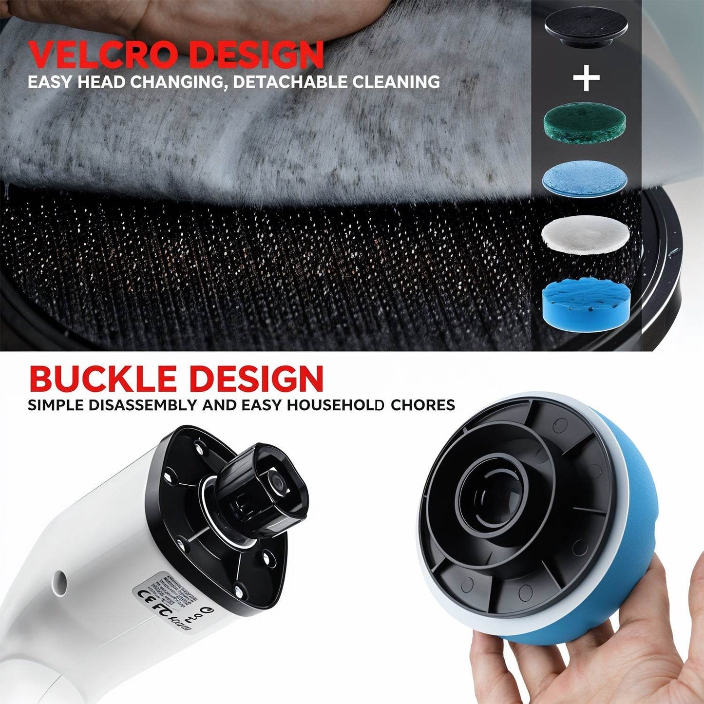 7-in-1 Electric Spin Scrubber Cleaning Brush with Extension Handle (1 Set) - Gadgetspiremart
