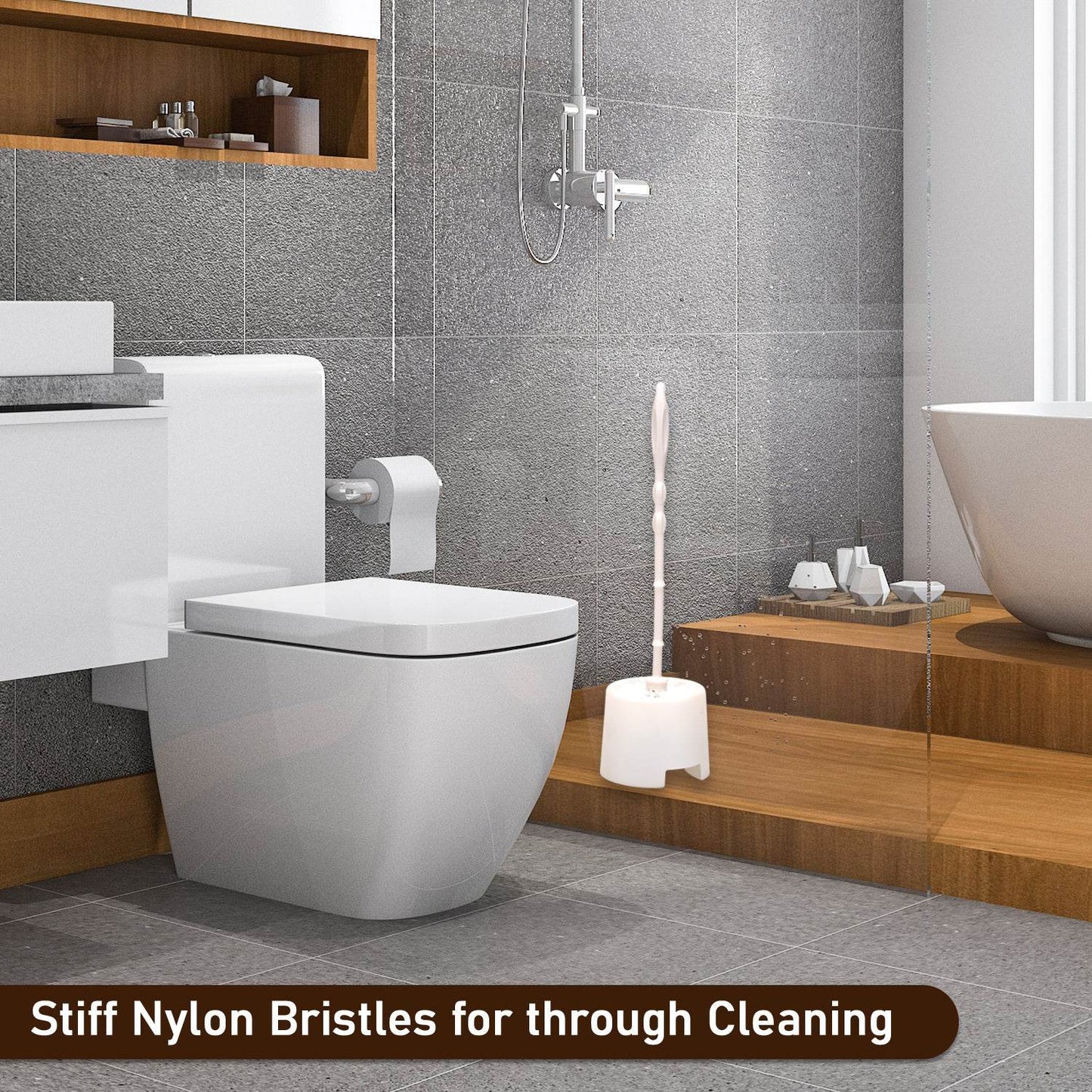 Toilet Cleaning Brush with Potted Holder - Gadgetspiremart