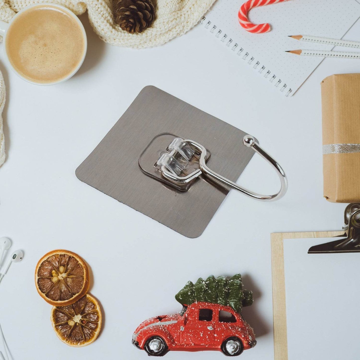 Large Stainless Steel Self Adhesive Wall Hooks (1 Pc) - Gadgetspiremart