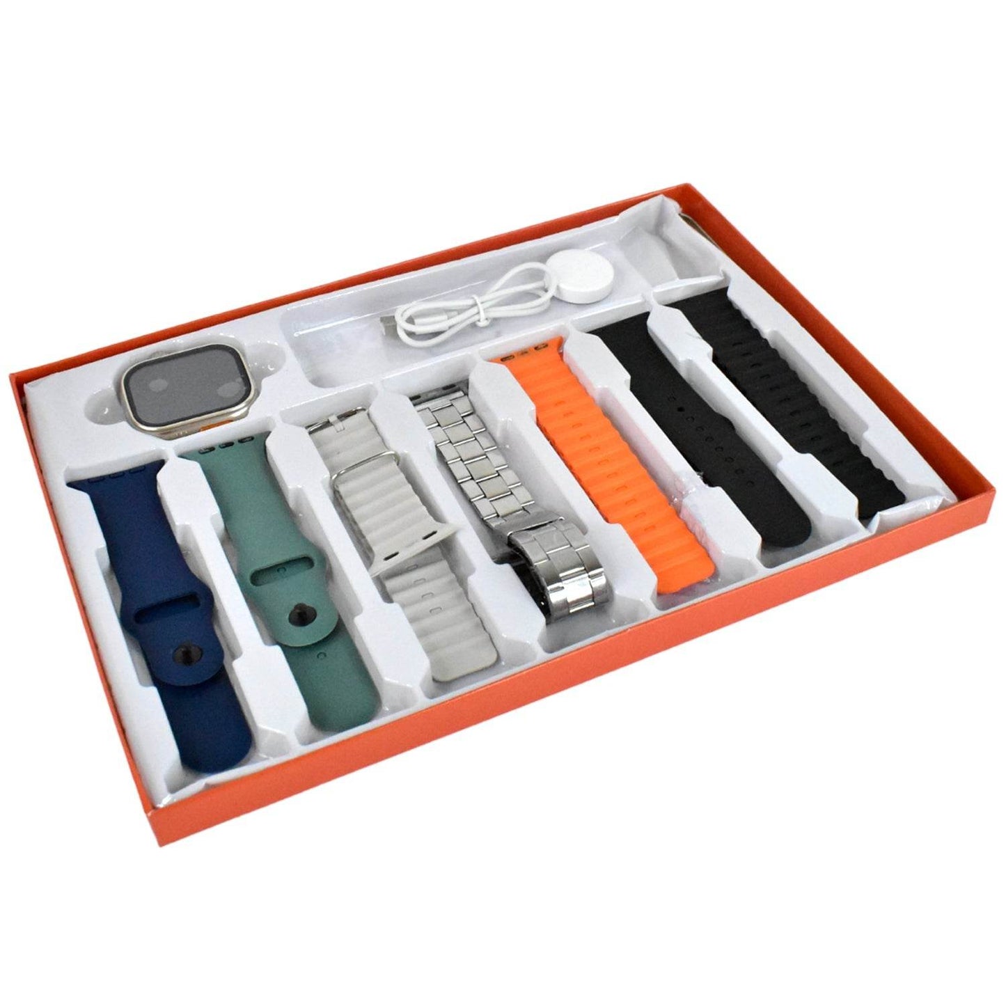 7 in 1 Ultra Smart watch Combo with Seven Classic Straps & Transparent Screen Guard (1 Set / Mix Color) - Gadgetspiremart