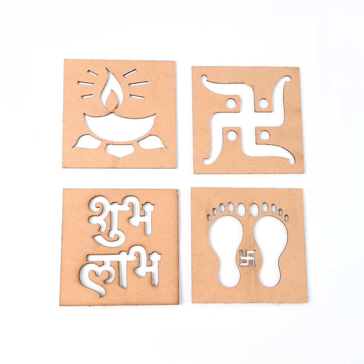 Wooden Decorative Cutouts (Mix Design / 4 Pc) - Gadgetspiremart