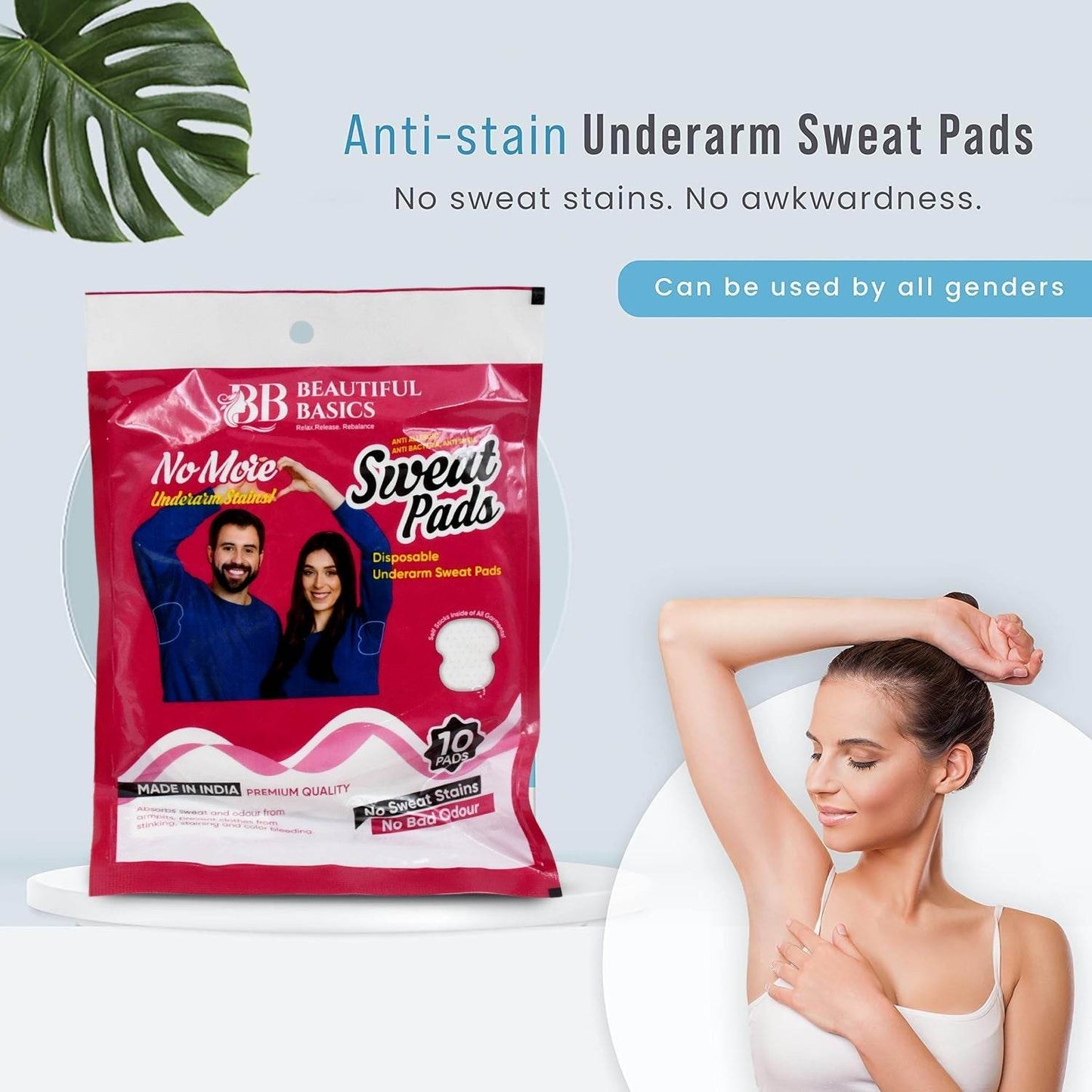 Underarms Sweat Pads Disposable Highly Absorbent Pads (Pack of 10) - Gadgetspiremart