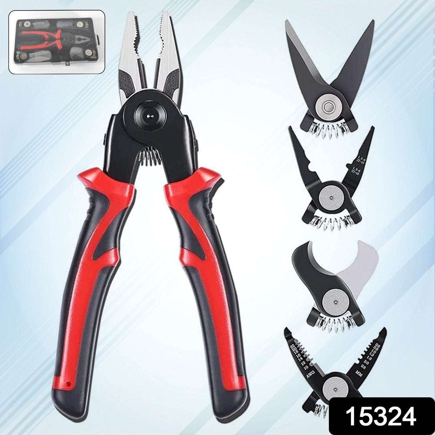 5 in 1 Wire Stripper Pliers Set, Soft Grip, Anti-Slip, Alloy Steel, Cutting, Gripping, Stripping - Gadgetspiremart