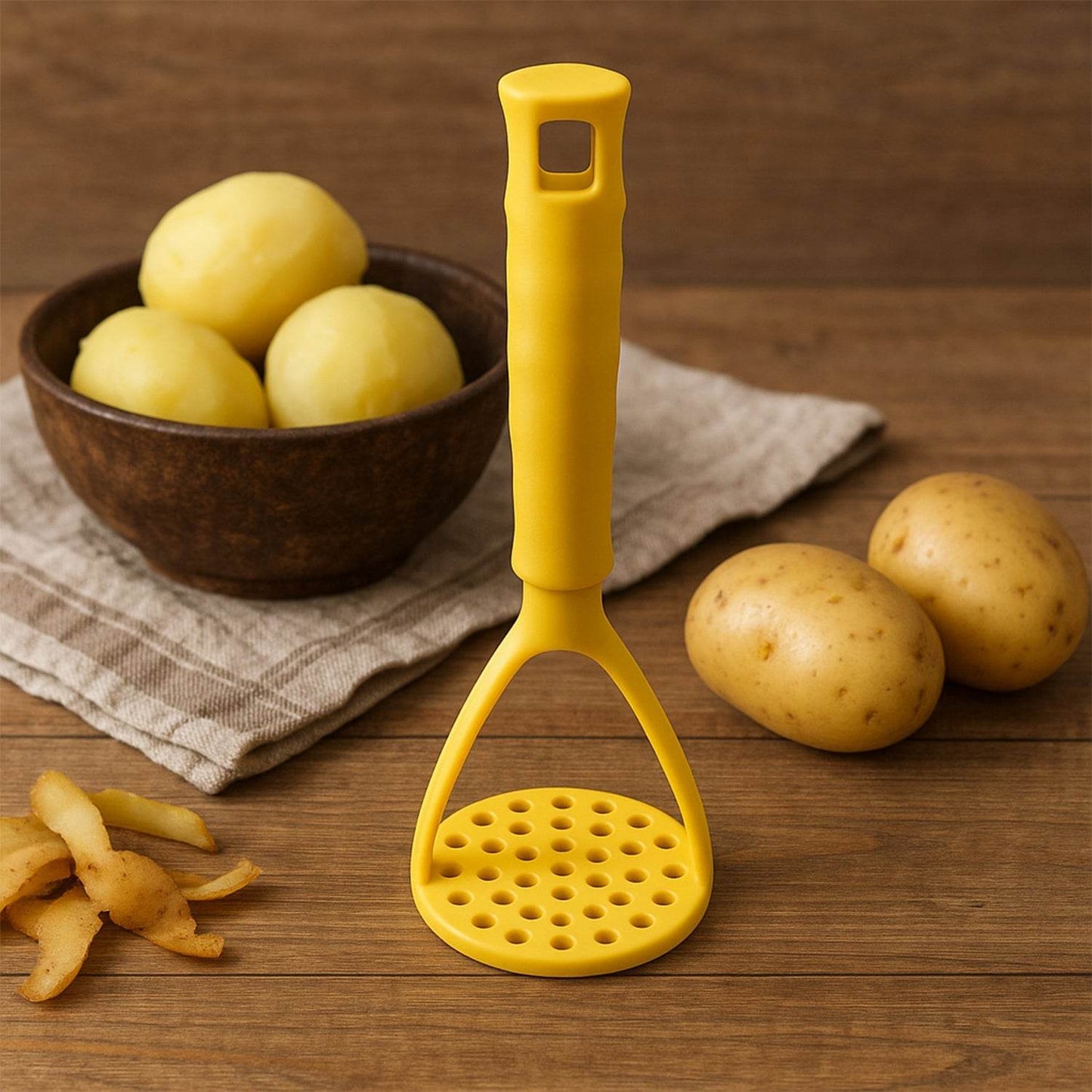 Kitchen Food Masher | Heavy Duty Masher for Fruits, Veggies & Potatoes | Soft Grip Handle (1 Pc) - Gadgetspiremart