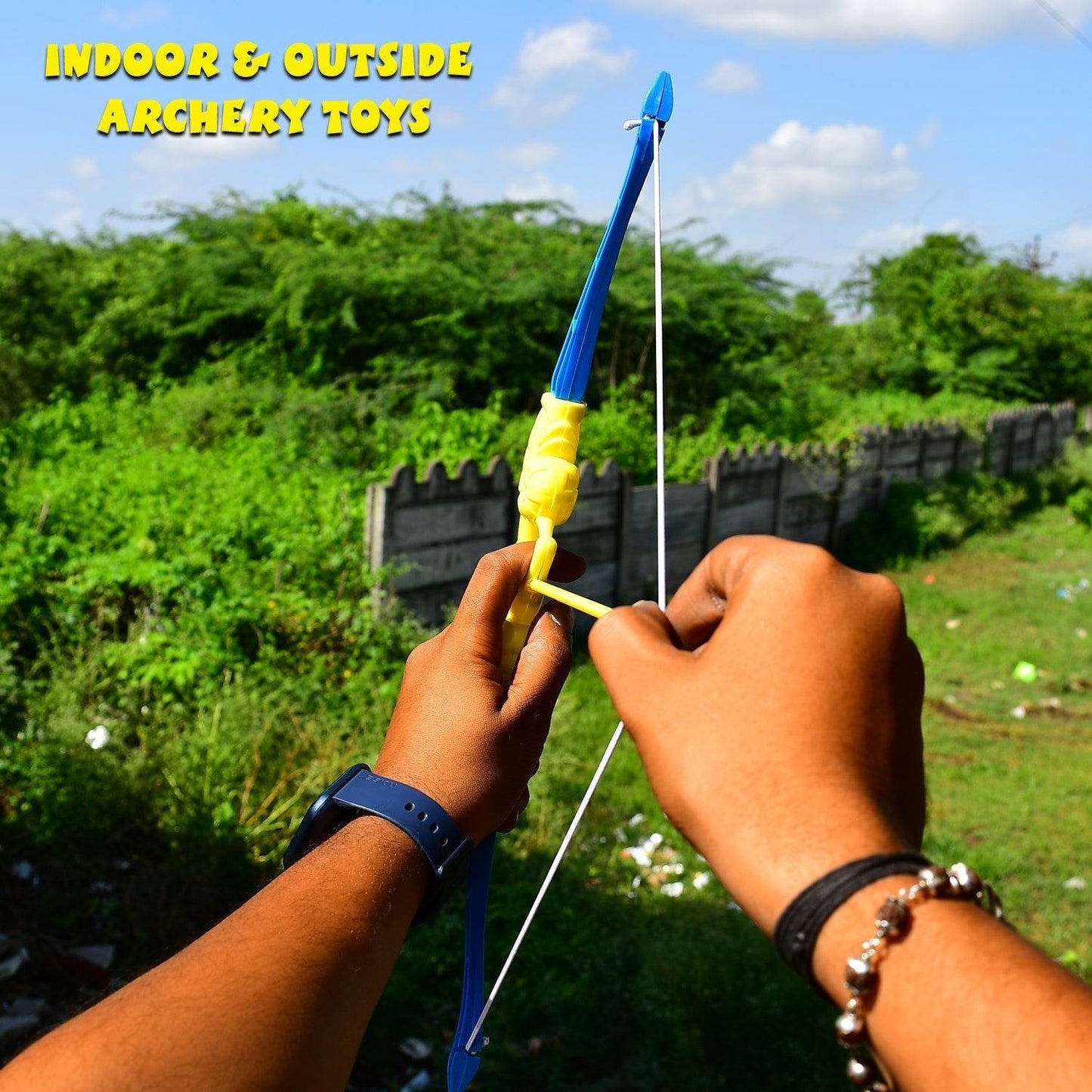 Plastic Archery Bow and Arrow Toy Set with single knife and 3pc Arrow and Target Board, - Gadgetspiremart