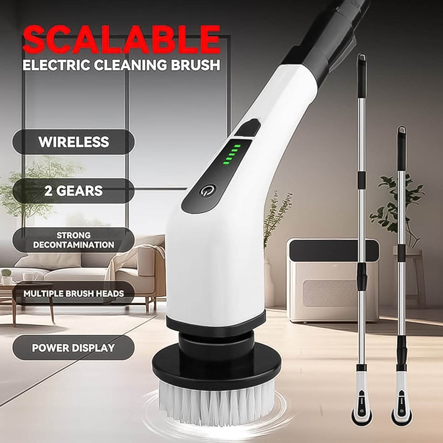 7-in-1 Electric Spin Scrubber Cleaning Brush with Extension Handle (1 Set) - Gadgetspiremart