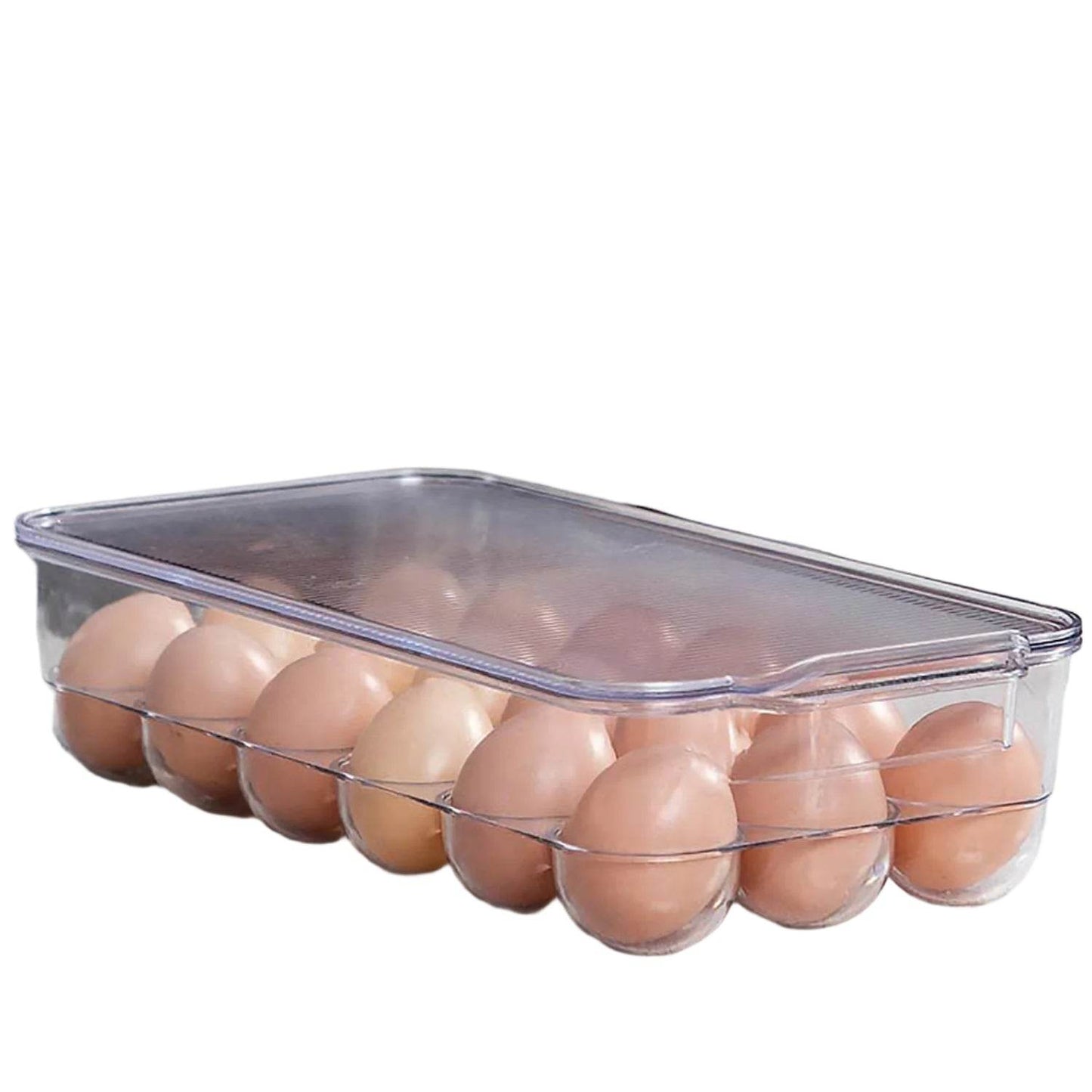 Plastic 18 Cavity Egg Storage Box Or Egg Trays For Refrigerator With Lid & Handles High Quality, Rectangular Egg Tray Box For 18 Egg (1 Pc) - Gadgetspiremart
