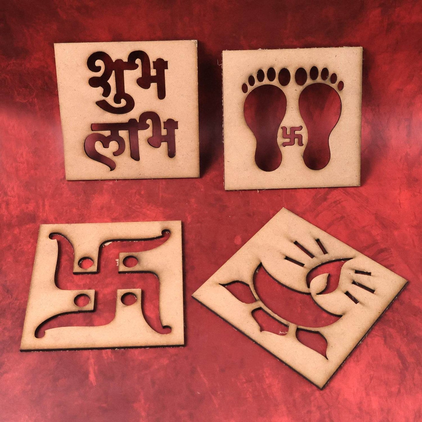 Wooden Decorative Cutouts (Mix Design / 4 Pc) - Gadgetspiremart