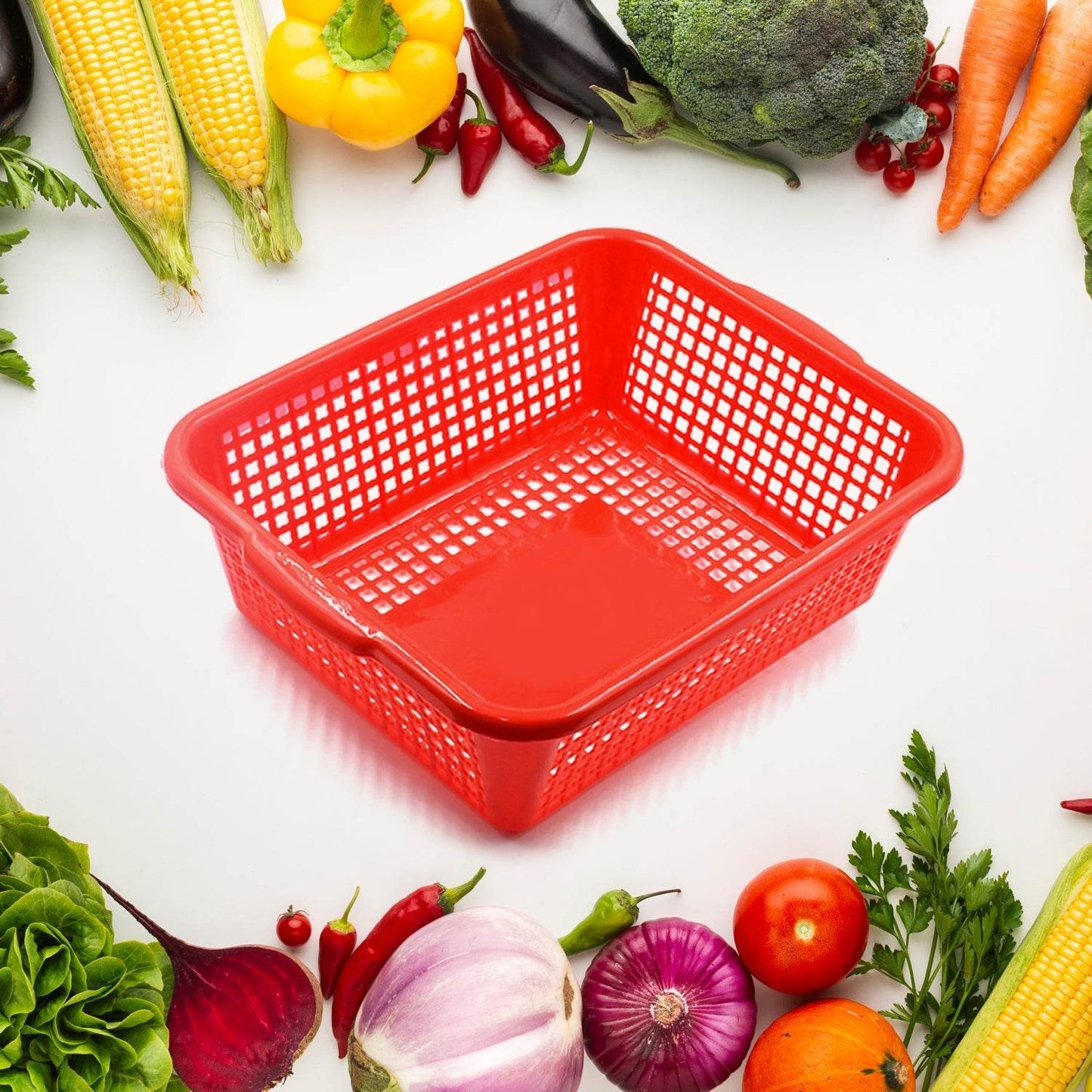 Plastic Kitchen Medium Size Vegetables and Fruits Washing Basket Dish Rack Multipurpose Organizers - Gadgetspiremart
