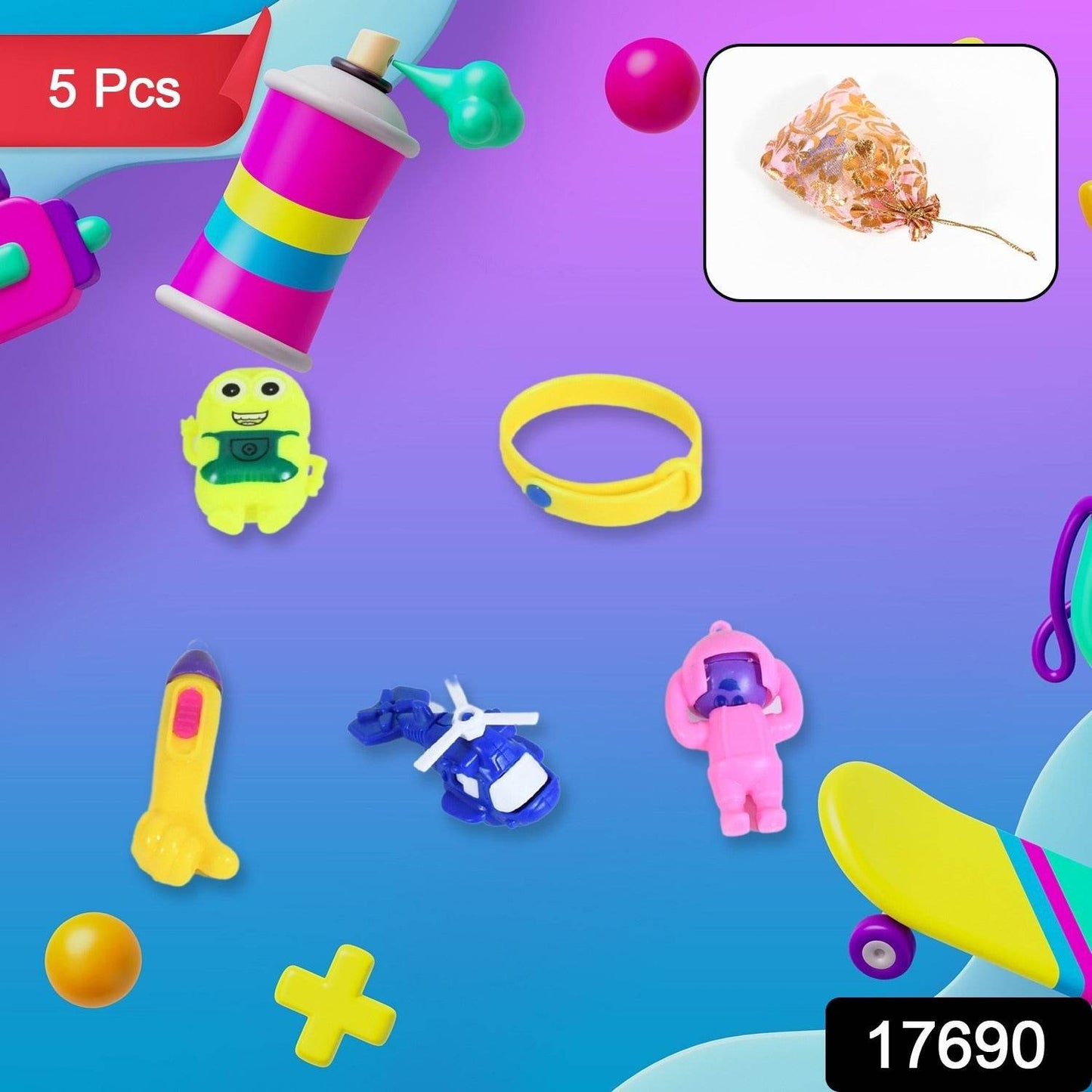 5Pc Toy Combo Kids Best Gift Set Combo Attractive & Unique Toy Combo 5Pc Colorful Toy Combo With Potli Bag - Gadgetspiremart