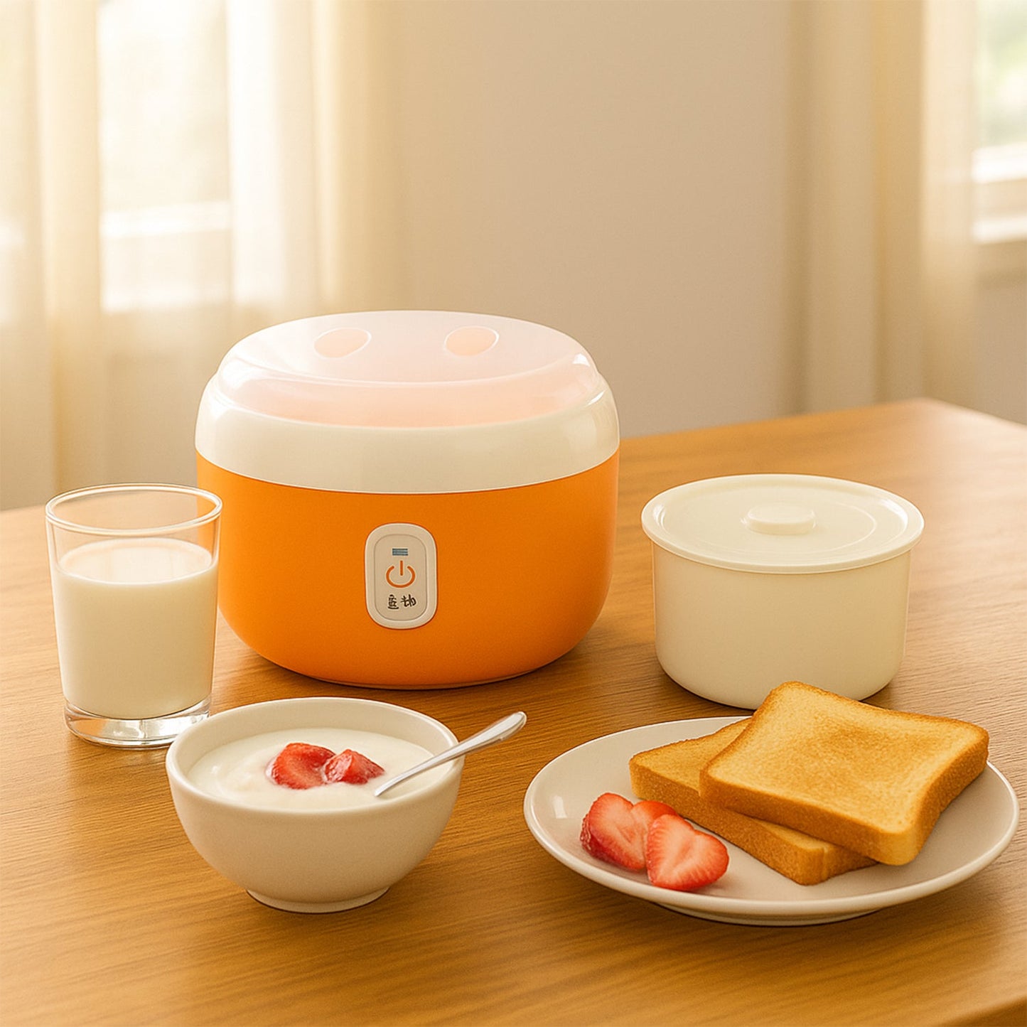 Orange Electronic Yogurt Maker-Automatic 1L Yoghurt Machine for Home Use