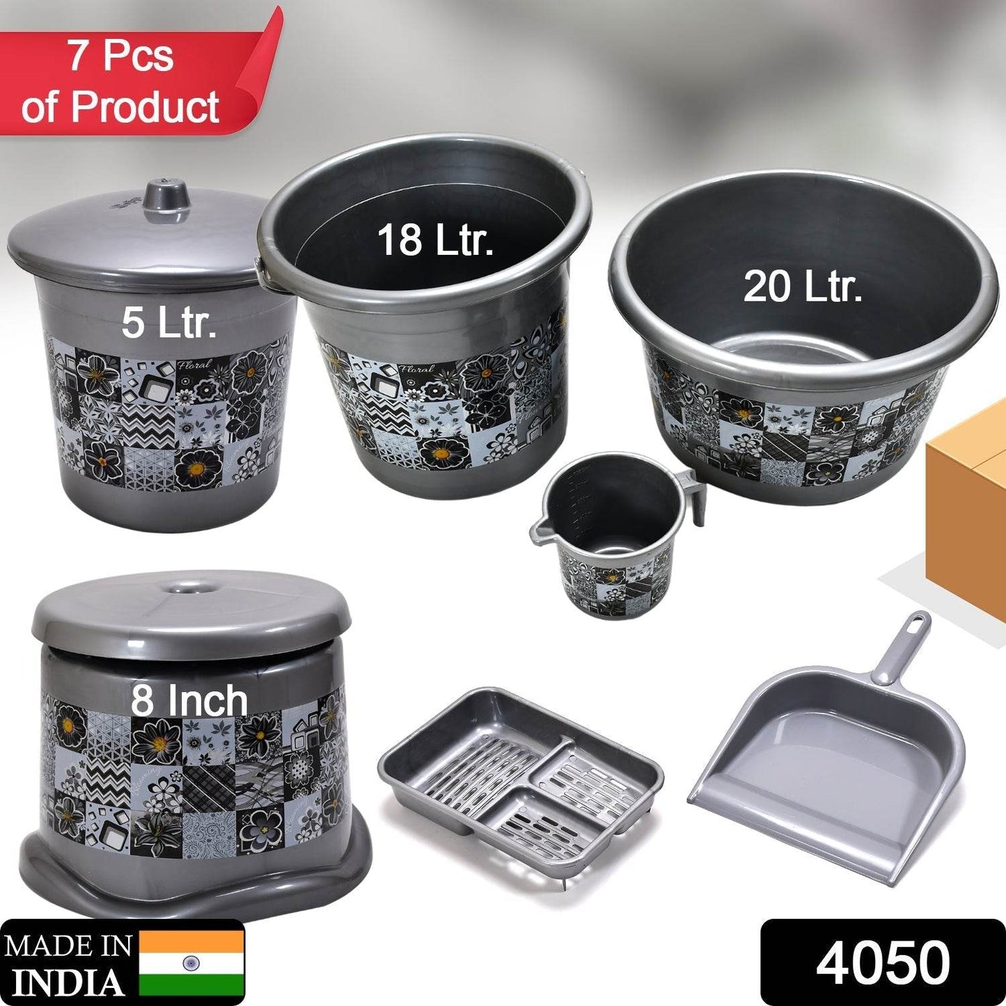 Large Capacity Plastic Bathroom Set of 7Pieces (1pc Big Tub, 1pc bucket,1pc , 1pc Mug, 1pc Soap Case, 1pc , 1pc Stool) - Gadgetspiremart