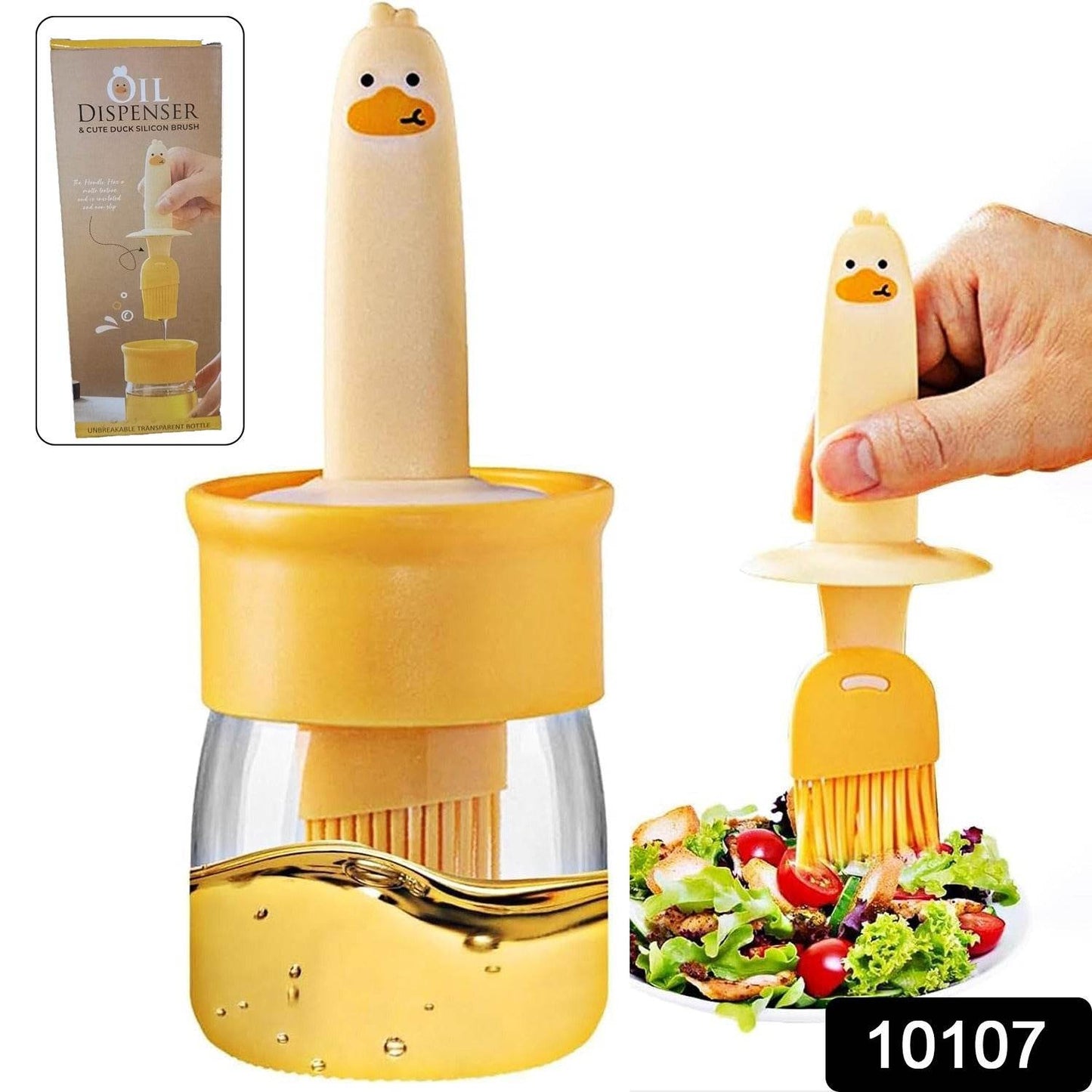 Plastic 2 in 1 Oil Dispenser Bottle with Silicone Basting Brush (1 Set) - Gadgetspiremart