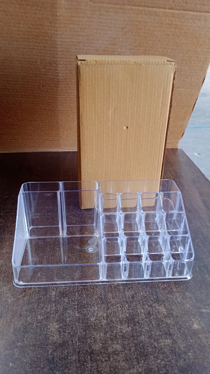 16 Compartment Cosmetic Makeup Jewellery Lipstick Storage Organiser Box, Cosmetic Storage Box Make-up Lipstick Organizer / Lipstick Holder Case Transparent