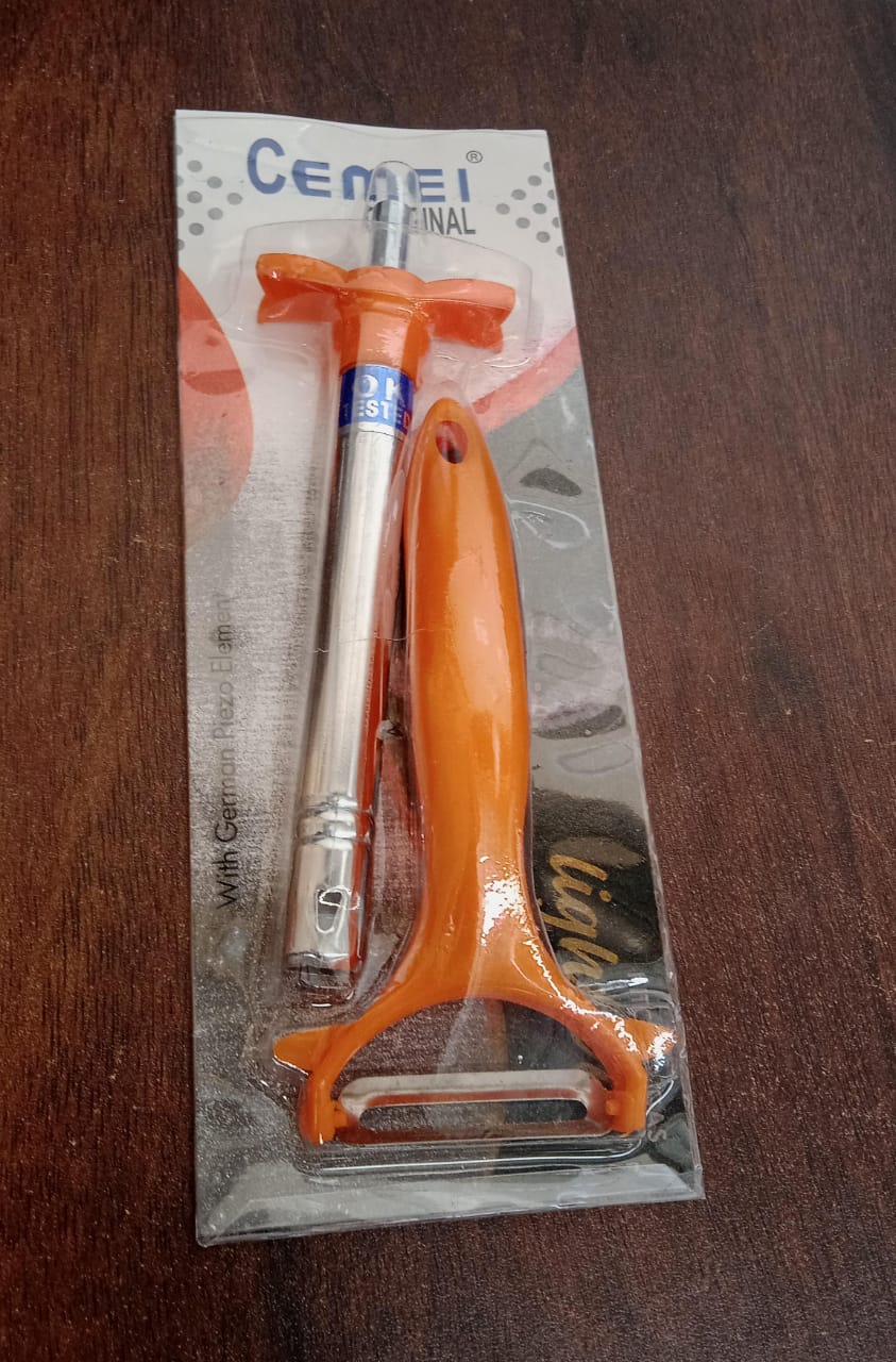 2 in 1 Kitchen Combo Lighter with Vegetable Cutter Peeler For Kitchen (2 Pc Set)