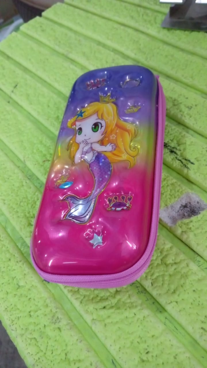 3D Cartoon Zipper Compass Box, Pencil Box (1 Pc / Mix Design)