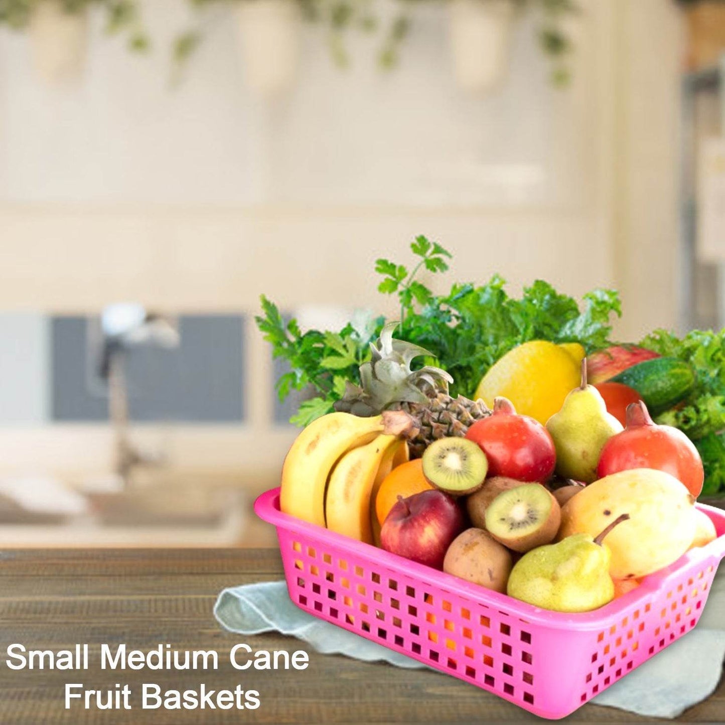 Plastic Medium Size Cane Fruit Baskets - Gadgetspiremart
