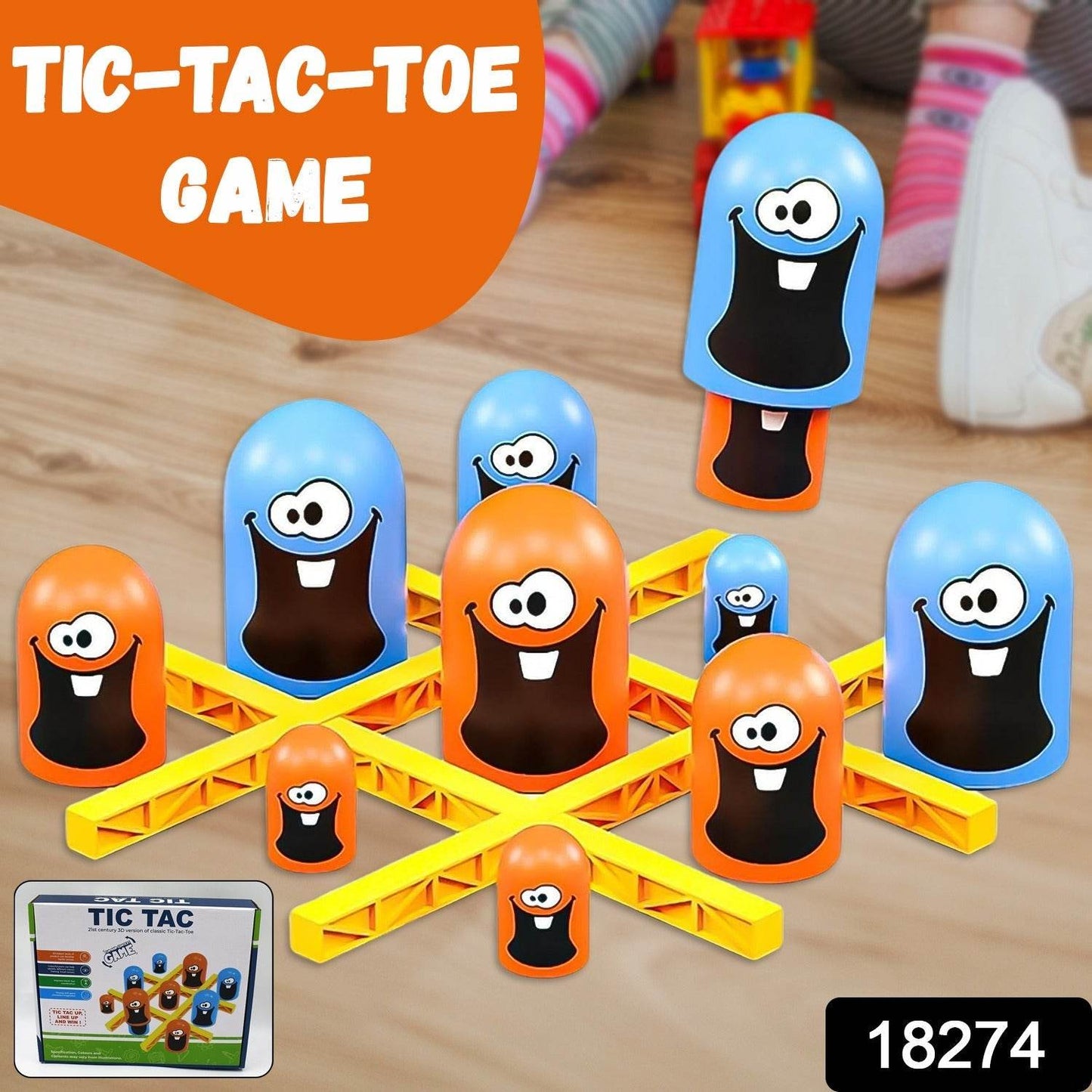 Tic-Tac-Toe Game, Gobble Game, Board Game Indoor (1 Set) - Gadgetspiremart