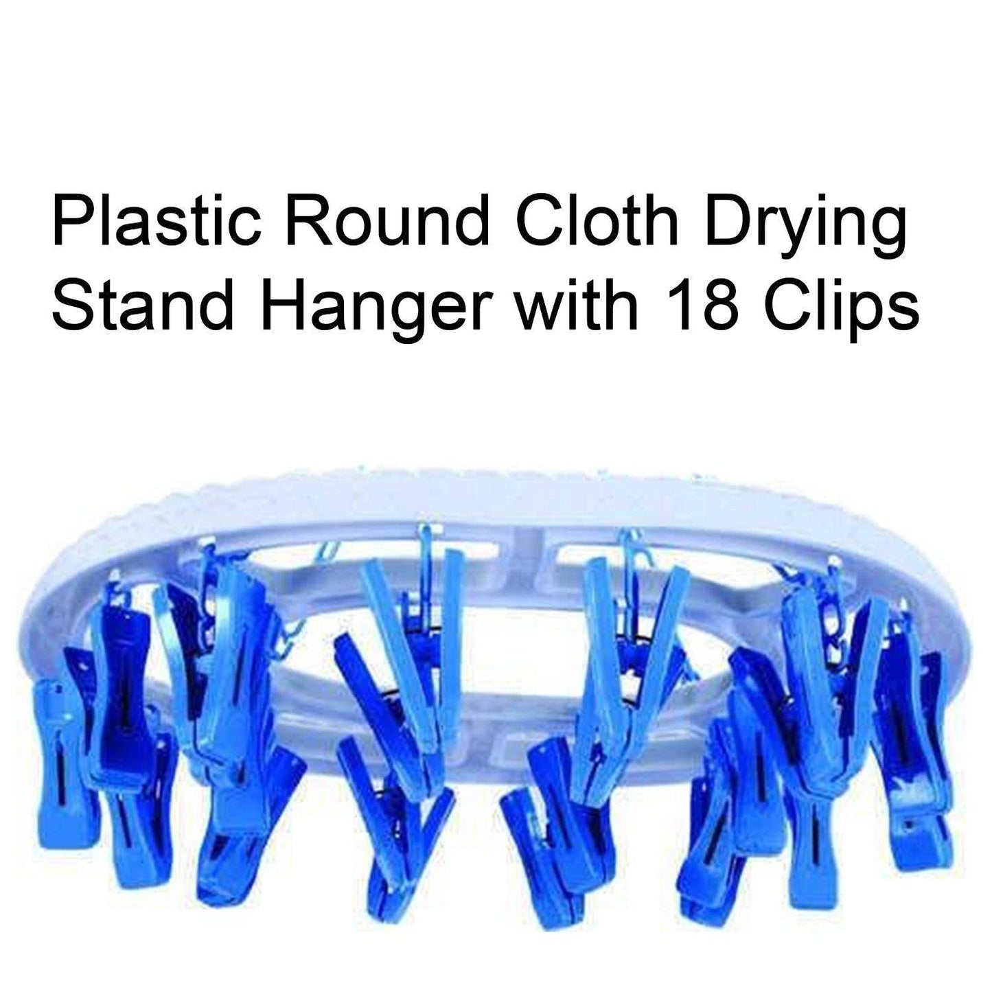 Plastic Round Cloth Drying Stand Hanger with 18 Clips (Multicolour) - Gadgetspiremart
