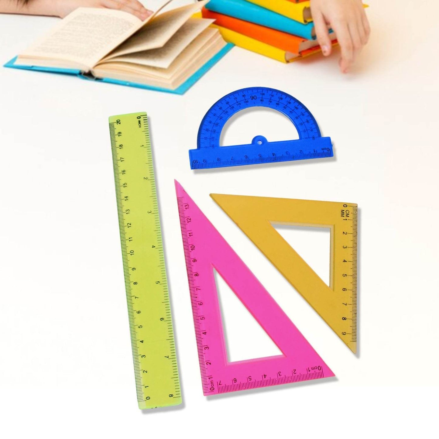 4-Piece Geometry Set, Triangle Ruler Protractor Straight Ruler - Gadgetspiremart