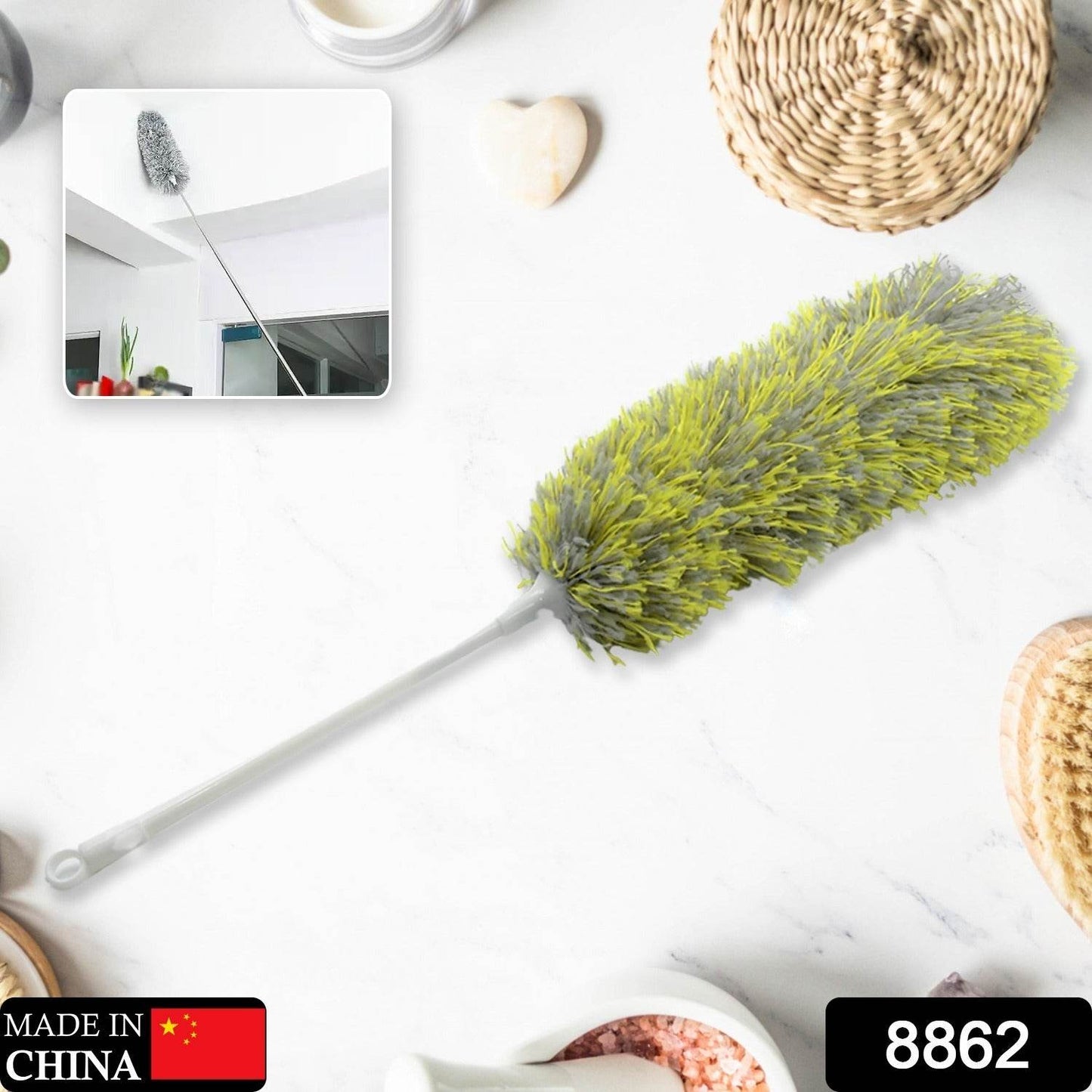 Long Handle Microfiber Duster – Extendable & Washable Cleaning Tool for Home, Car & Office (62cm) - Gadgetspiremart
