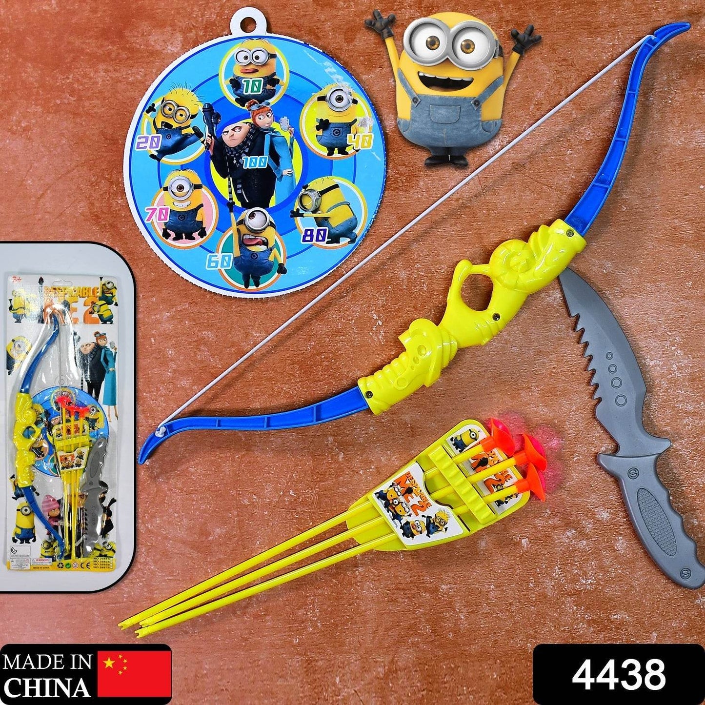Plastic Archery Bow and Arrow Toy Set with single knife and 3pc Arrow and Target Board, - Gadgetspiremart
