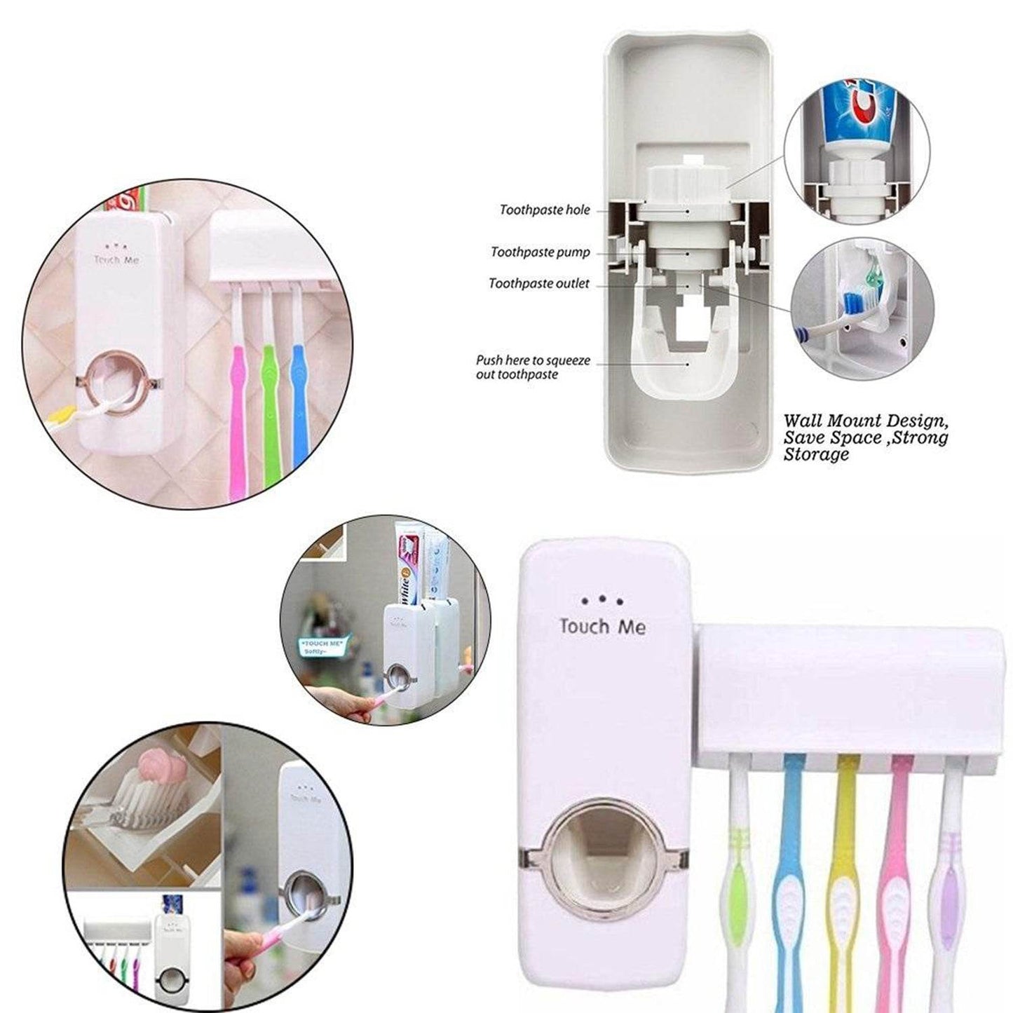 Toothpaste Dispenser & Tooth Brush Holder - Gadgetspiremart