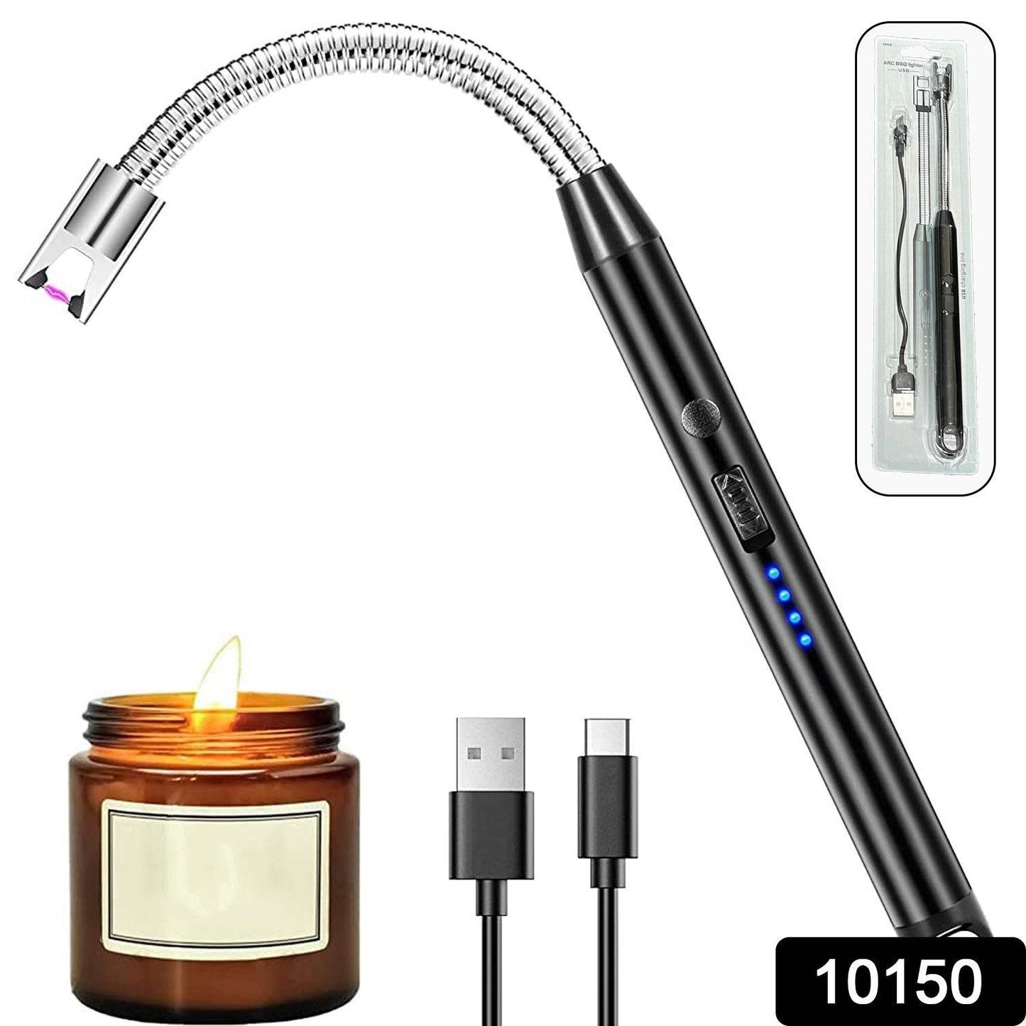 Long Flexible USB Rechargeable Electric Arc Lighter – Windproof, Flameless Plasma - Gadgetspiremart