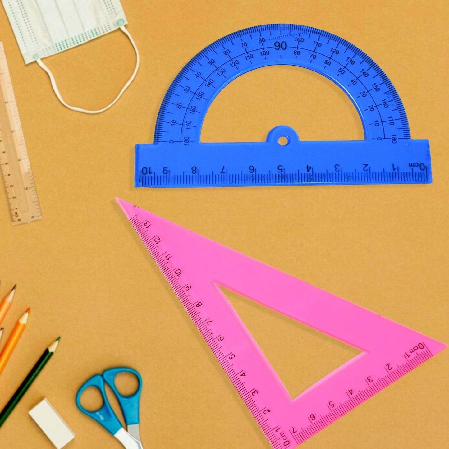 4-Piece Geometry Set, Triangle Ruler Protractor Straight Ruler - Gadgetspiremart