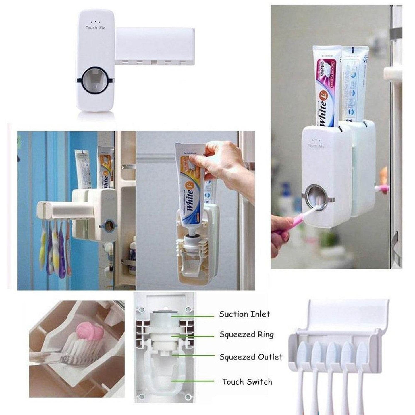 Toothpaste Dispenser & Tooth Brush Holder - Gadgetspiremart