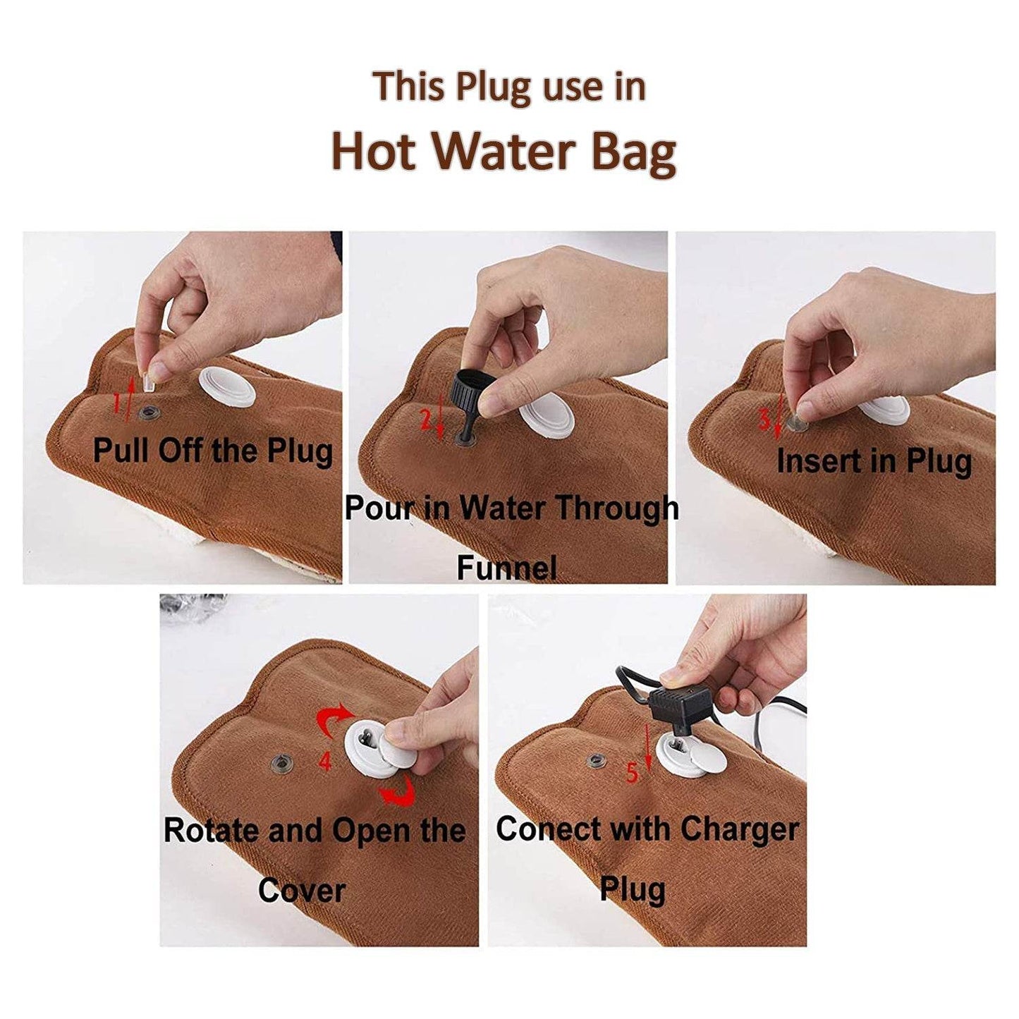 5 Pc Hot Water Bag in Water Stopper used as a stopper while injecting nails on walls etc. - Gadgetspiremart